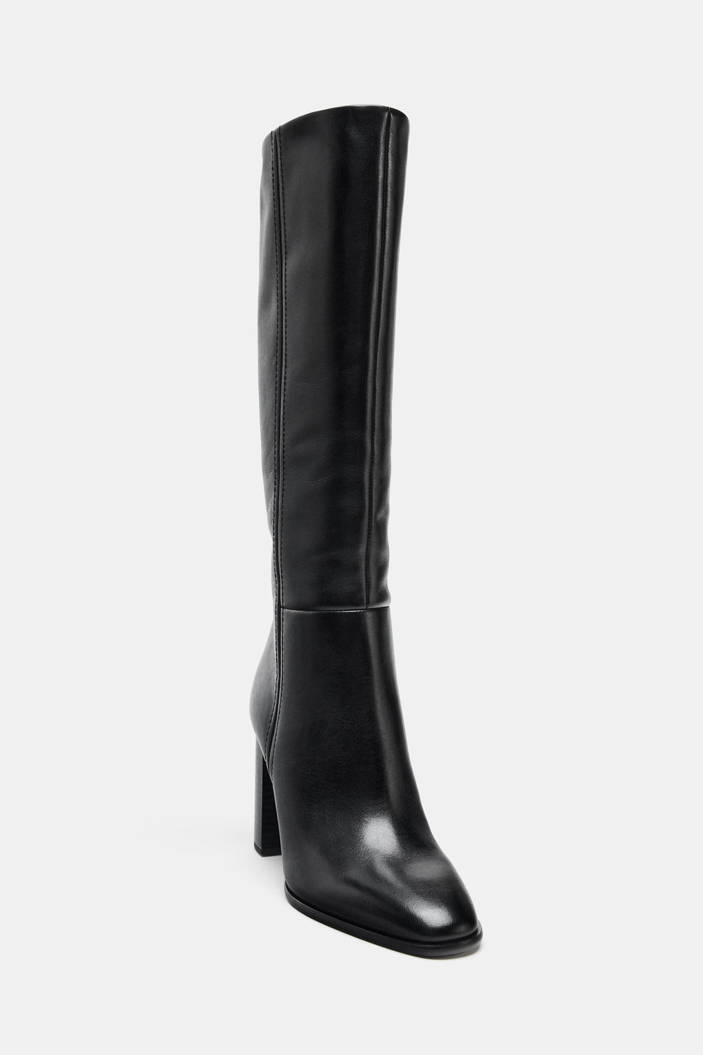 LEATHER HIGH-HEEL KNEE-HIGH BOOTS