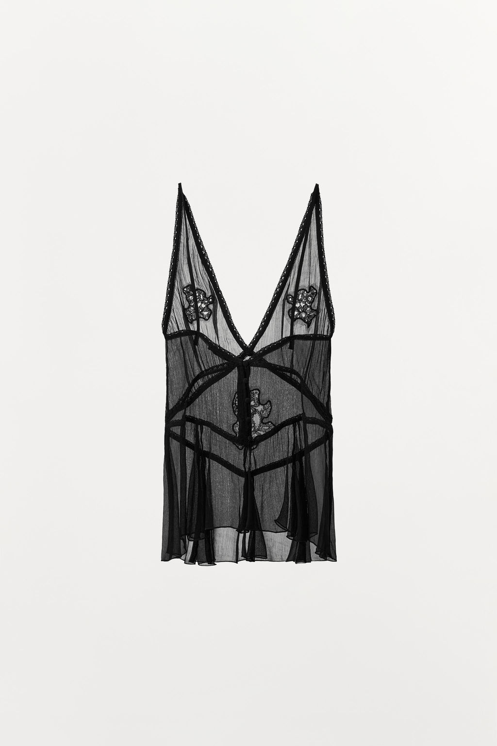 TOP GASA BORDADOS / Negro - Zara фото 5