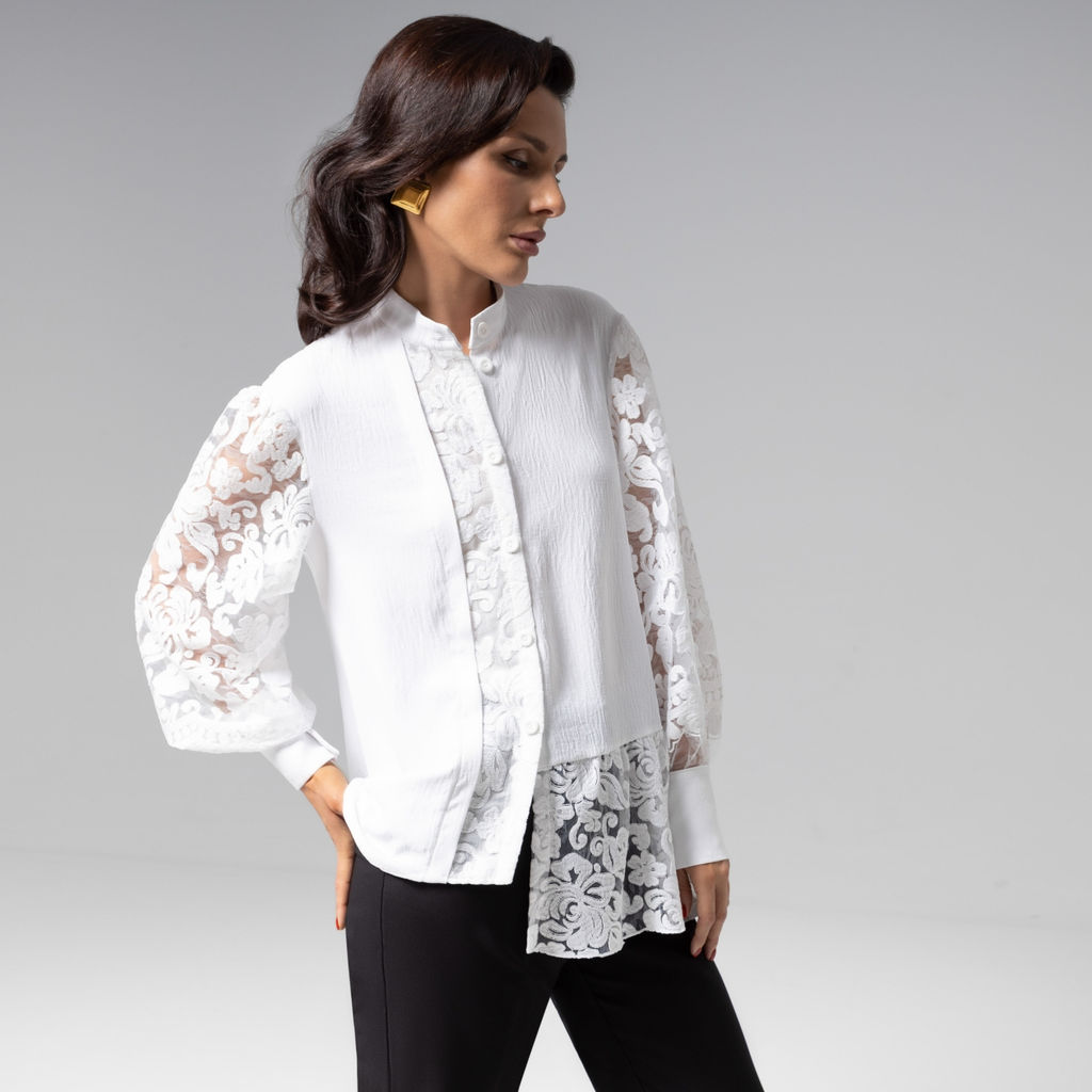 Рубашка комбинированная с кружевом, Кружевной повод - Charutti фото 2