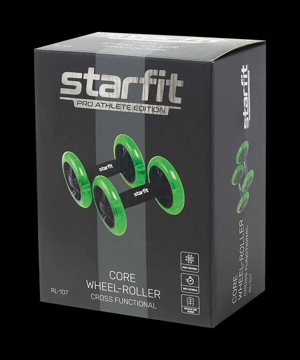 Ролики для пресса раздельные STARFIT RL-107 черный/ярко-зеленый  фото 4