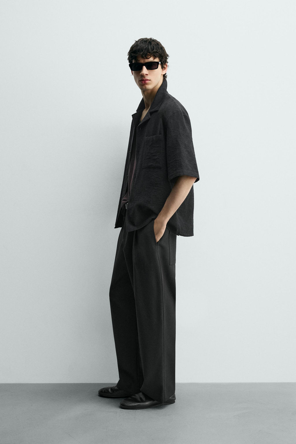 Рубашка Relaxed Fit Jacquard жаккардовая черная