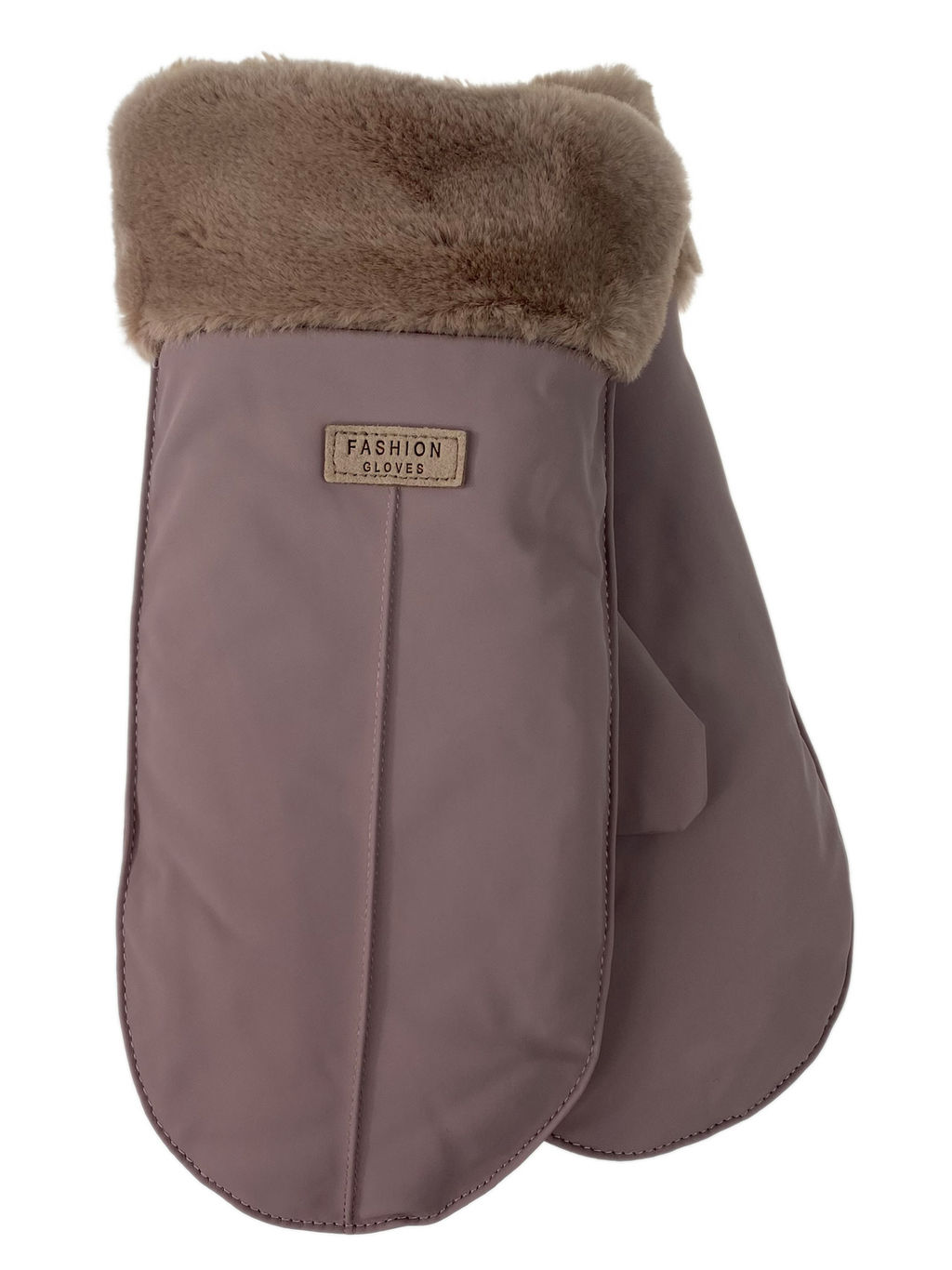 Зимние женские варежки с подкладом из искусственного меха, цвет шоколад - Greta фото 30