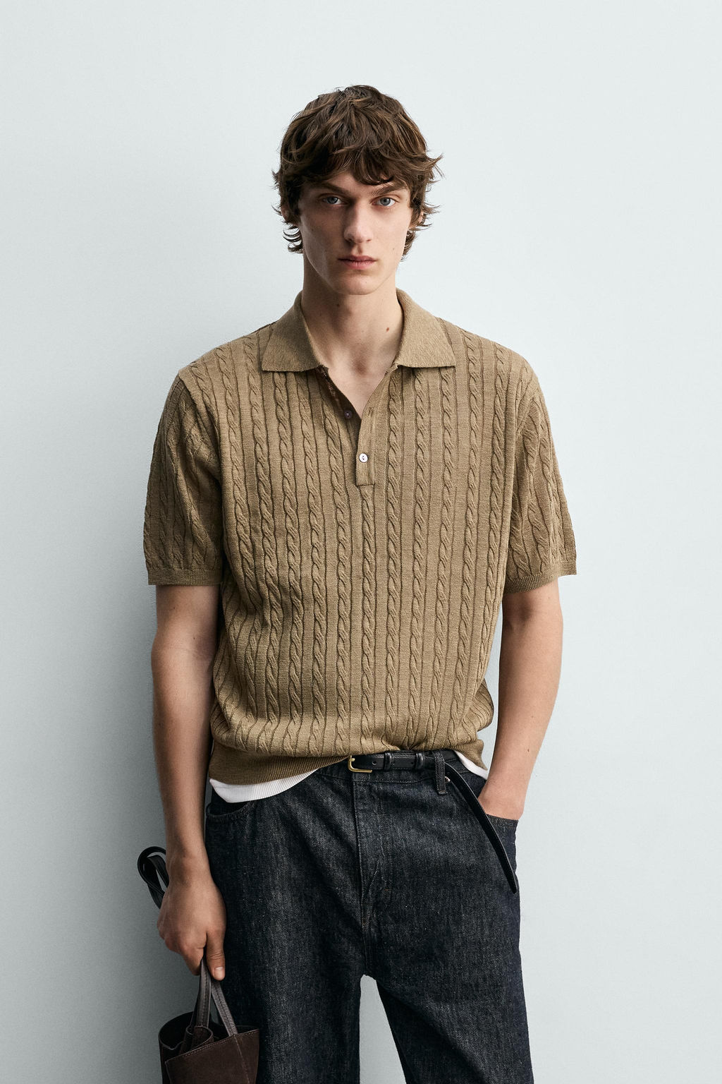 POLO PUNTO ESTRUCTURA TRENZAS / Camel medio - Zara фото 2