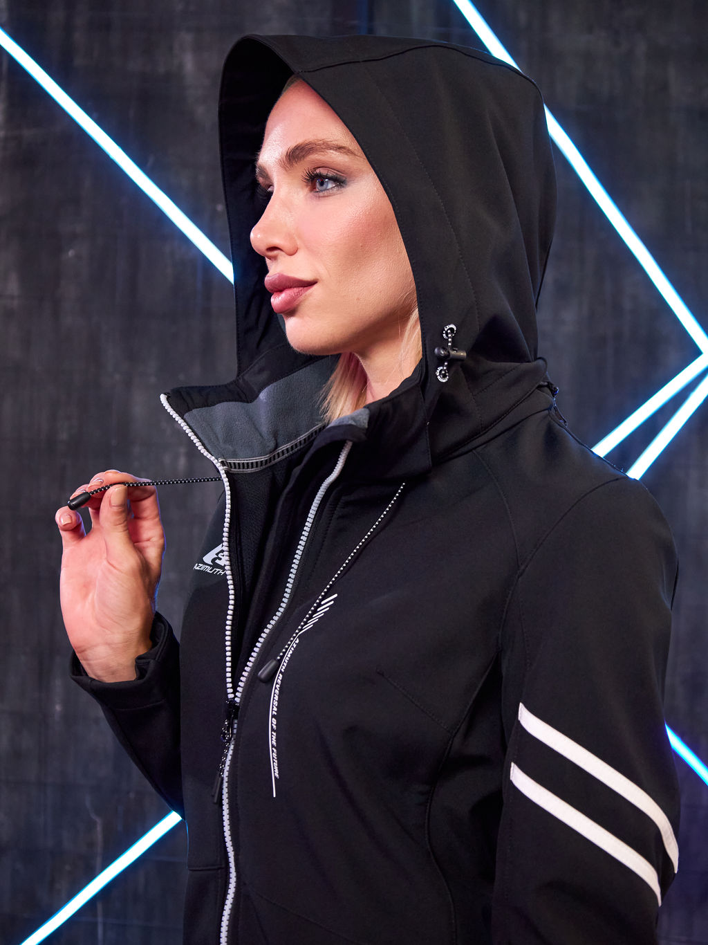 Женская мембранная куртка виндстоппер на флисе Azimuth Заря 124/23982_704 Черный  фото 22