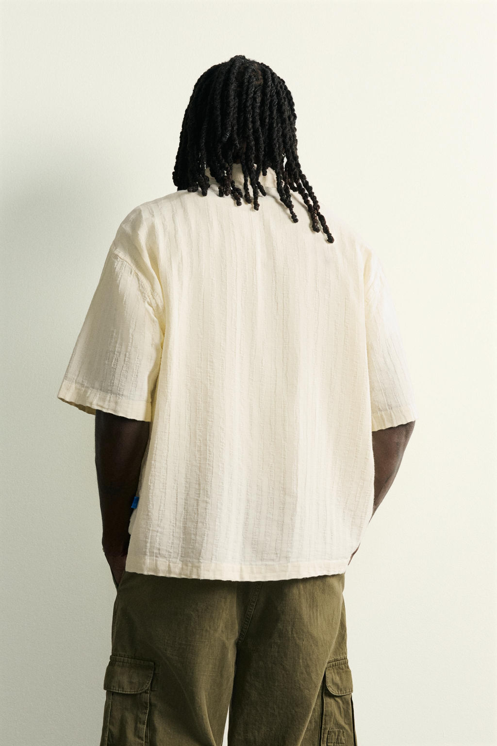 CAMISA BOXY FIT JACQUARD RAYAS / Vainilla - Zara фото 3
