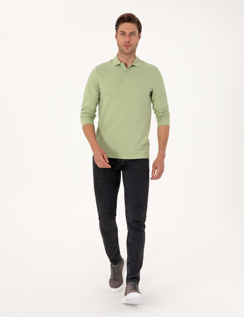 _a_la Slim Fit K_vr_lmaz Polo Yaka Basic Pike Sweatshirt