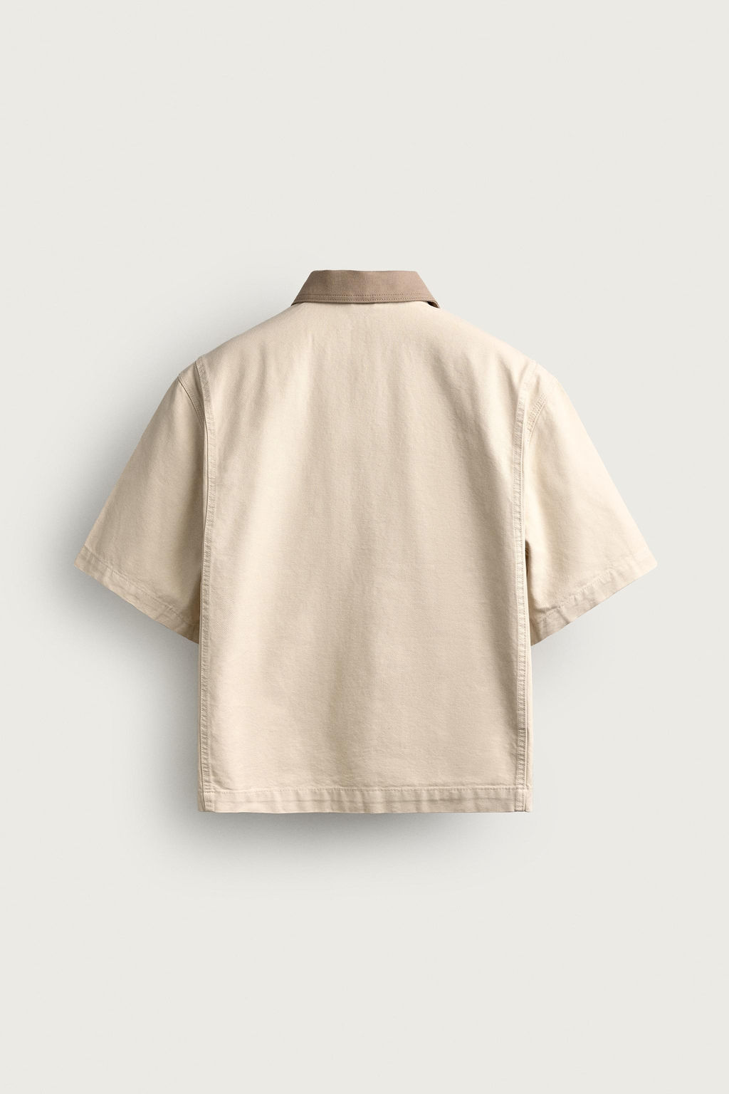 SOBRECAMISA CUELLO CONTRASTE MANGA CORTA / Crudo - Zara фото 6
