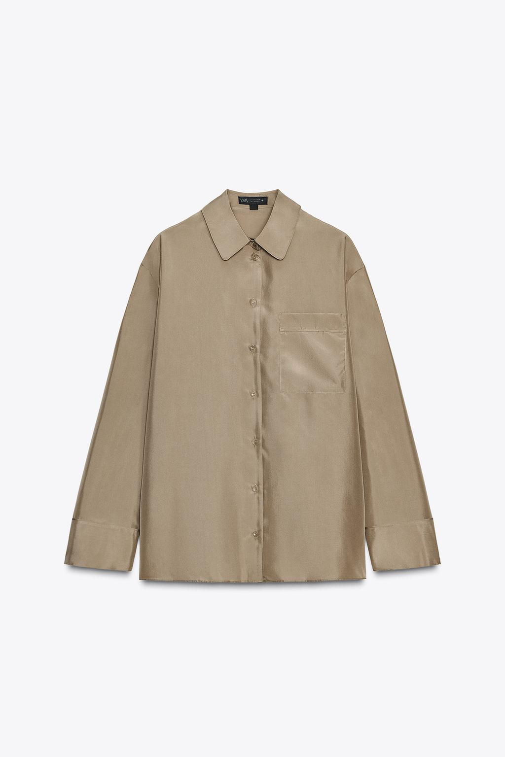 ZW COLLECTION SILK SHIRT WITH POCKET - Zara фото 3