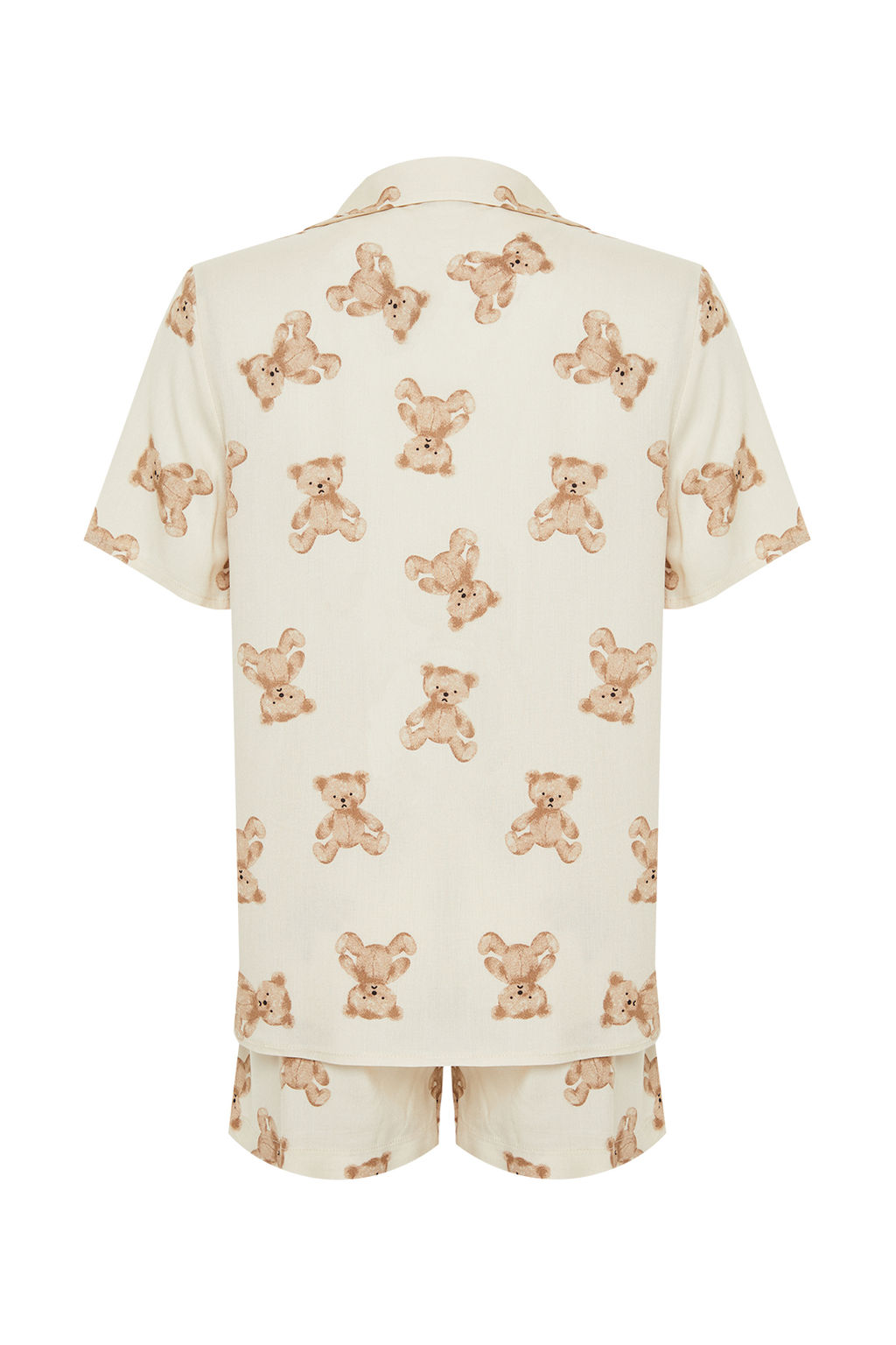 Trendyolmilla Bej Ay?c?kl? Viskon Sortlu Dokuma Pijama Tak?m? THMSS24PT00067  фото 13