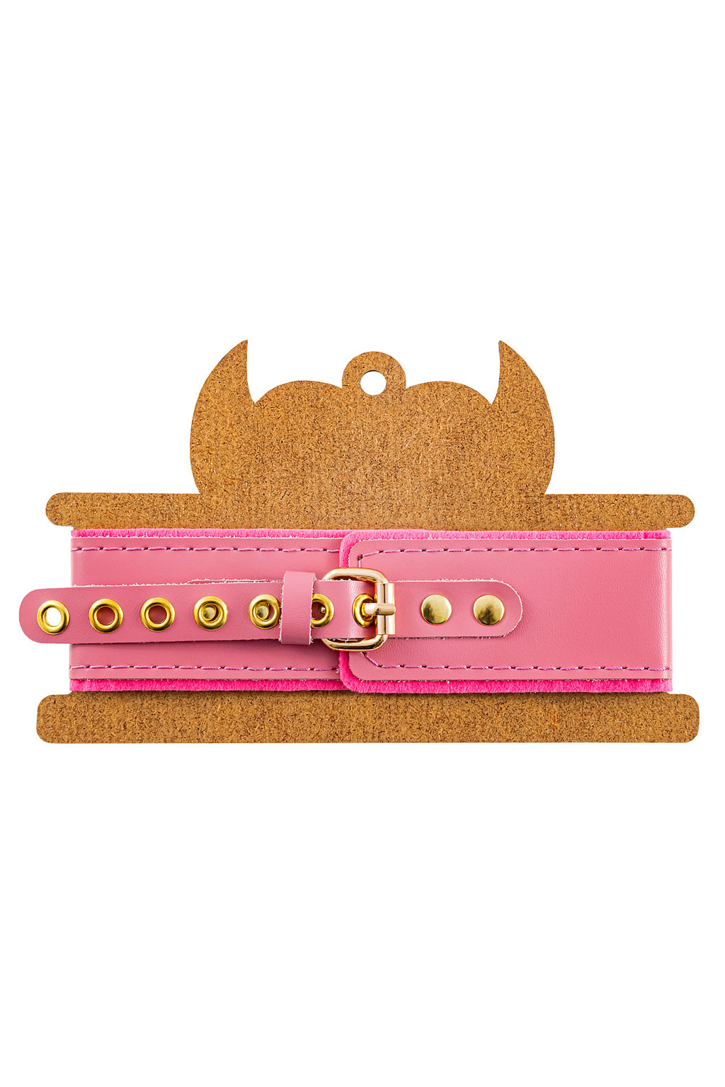 Ошейник Pecado BDSM, двуслойный с подкладкой из фетра и прошивкой, натуральная кожа, розовый