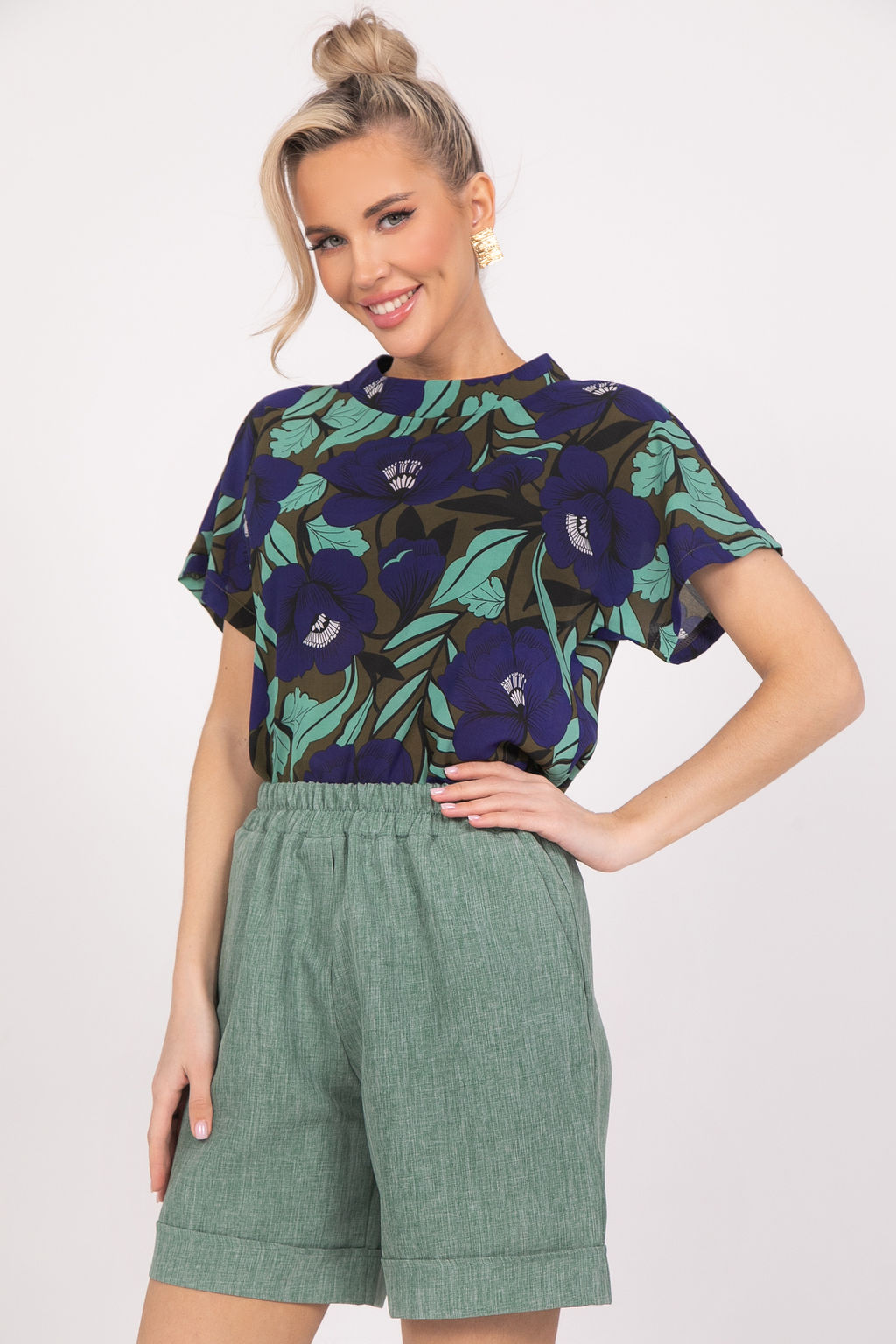 Шорты Фиби-лён (олива) - Эльза фото 3