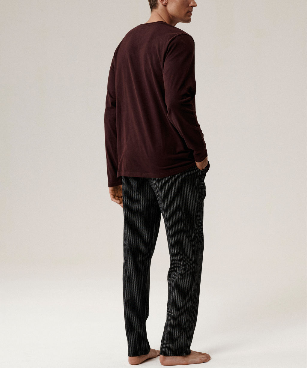 ATLANTIC NMP-389 Пижама мужская Small Print баклажан + черный