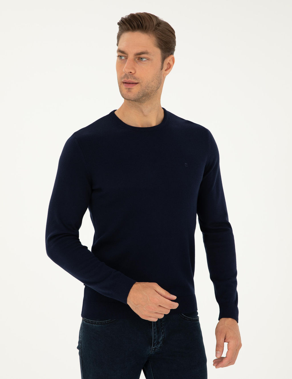 Lacivert Slim Fit Bisiklet Yaka Basic Triko Kazak - Pierre cardin фото 3