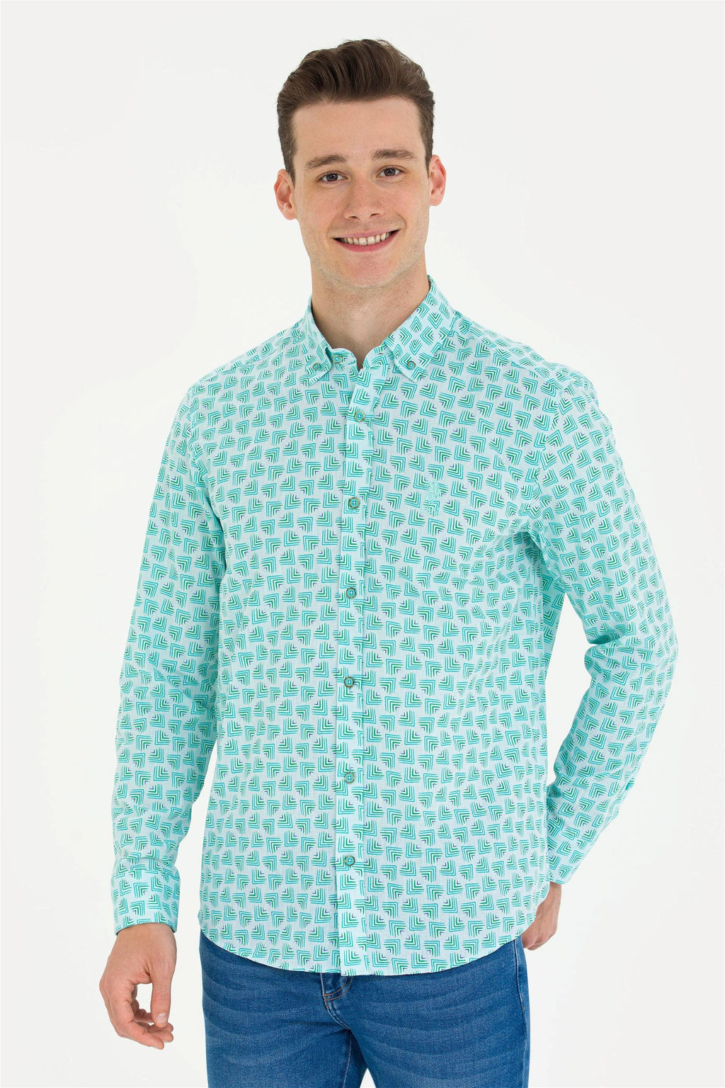 U. S. Polo Assn Мужская мятная рубашка с длинным рукавом - U.s. polo assn фото 6