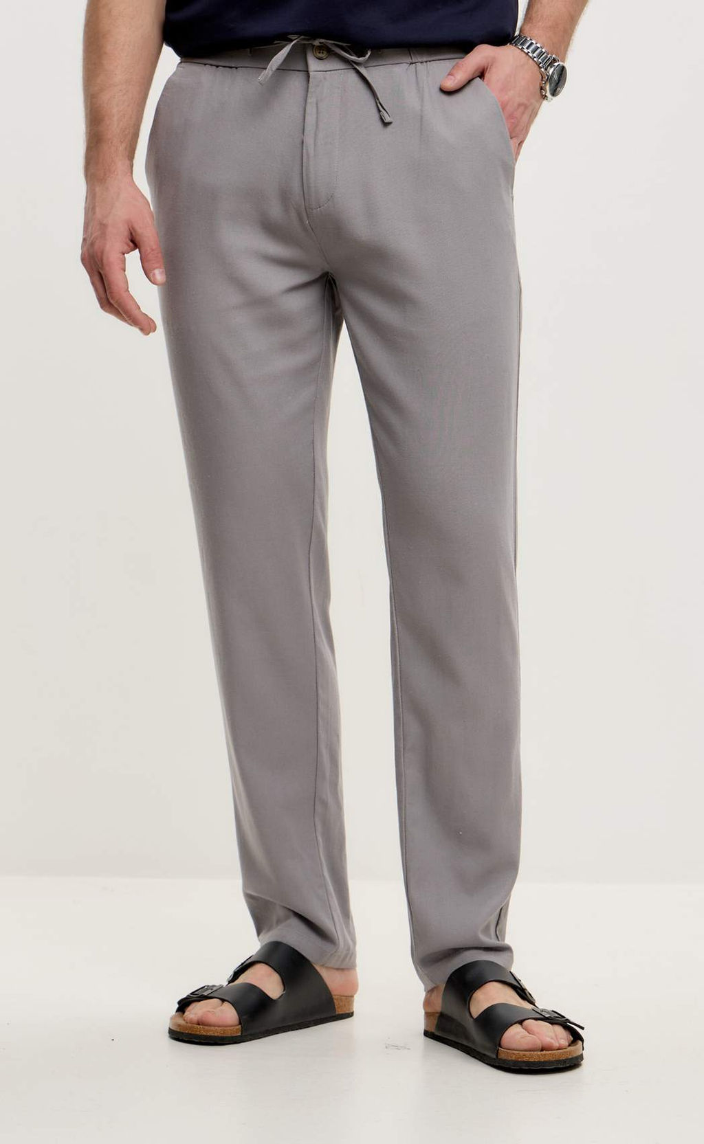 Брюки лен Р211-0872 l.grey