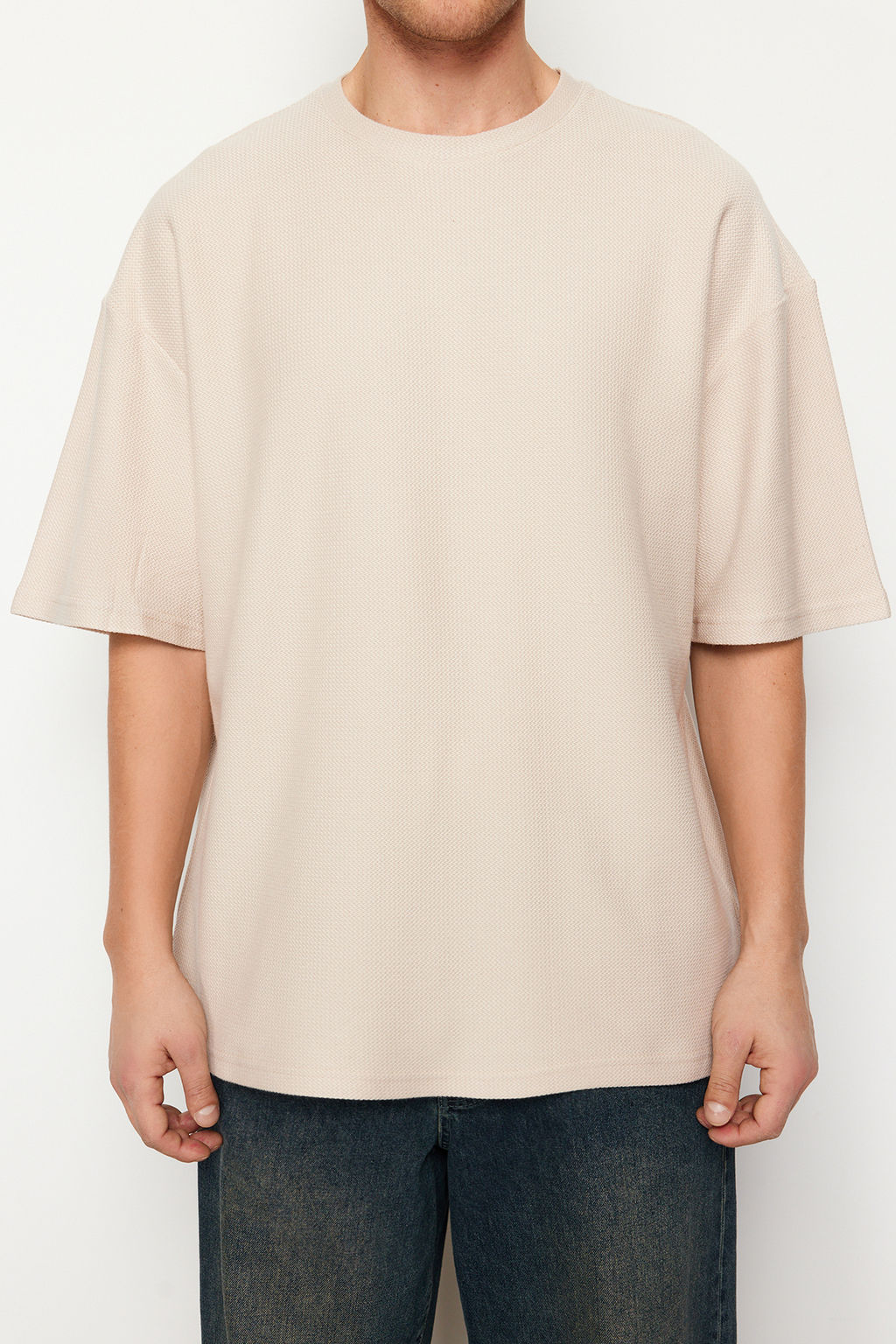 Tas Oversize %100 Pamuklu Dokulu T-Shirt TMNSS24TS00156