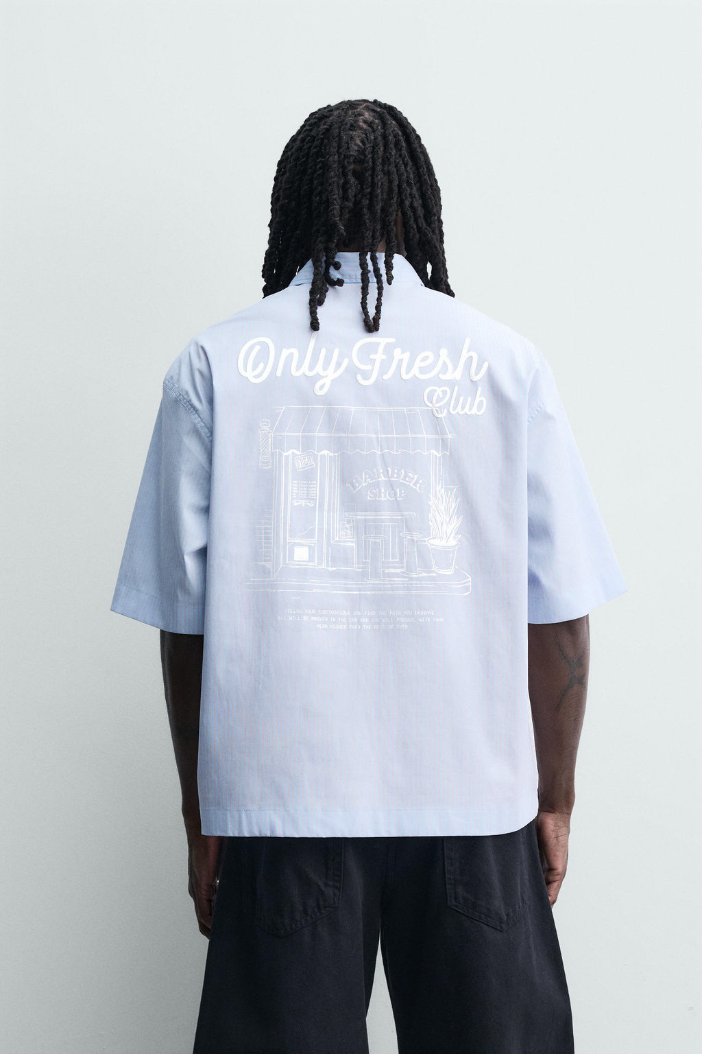 CAMISA RAYAS ESTAMPADO COMBINADO / Celeste - Zara фото 3