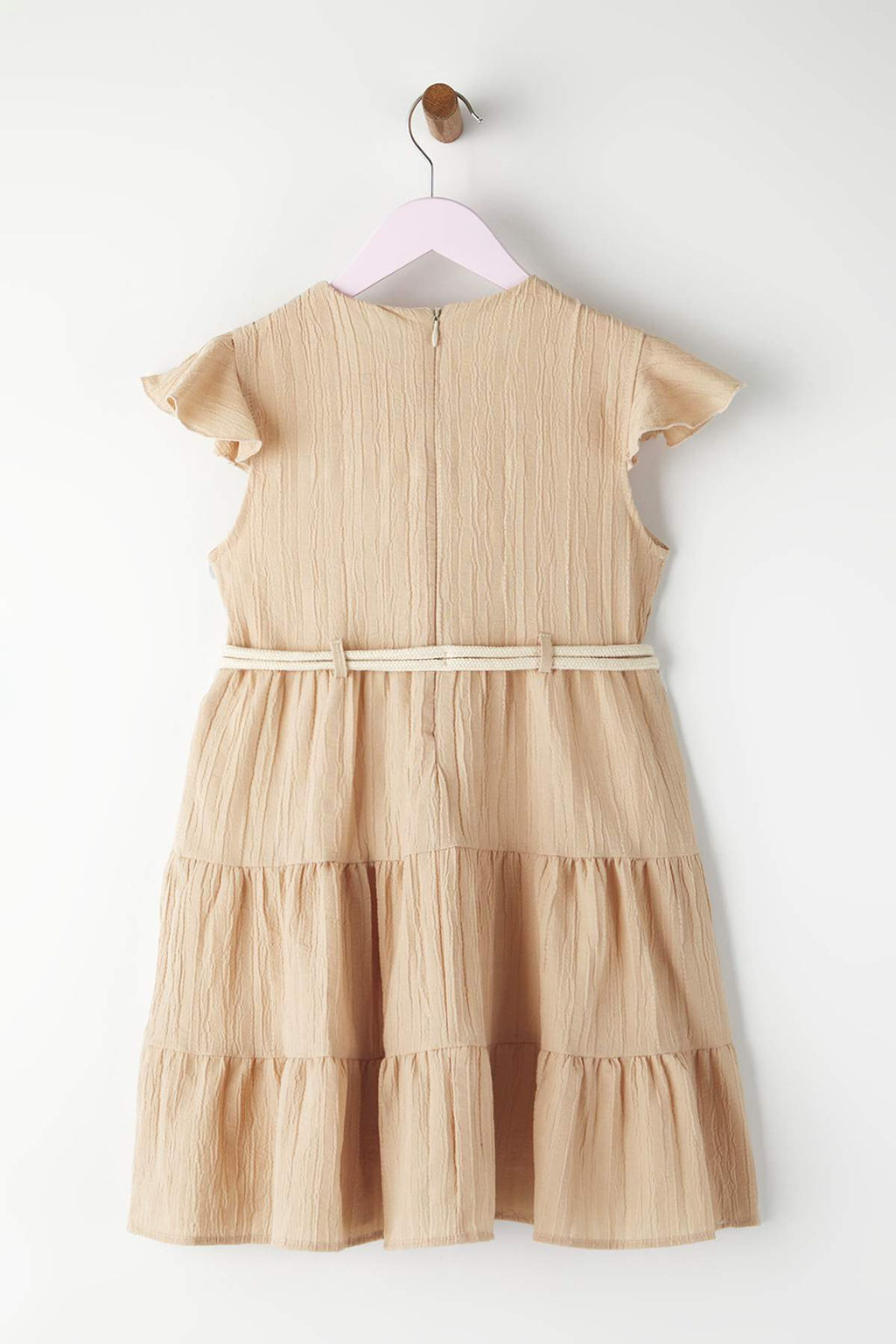 Tas K?z Cocuk Kemer Detayl? Cicek Aplikeli Pamuklu Dokuma K?sa Kollu Bayraml?k Elbise TKDSS24EL00015 - Trendyolmilla фото 2