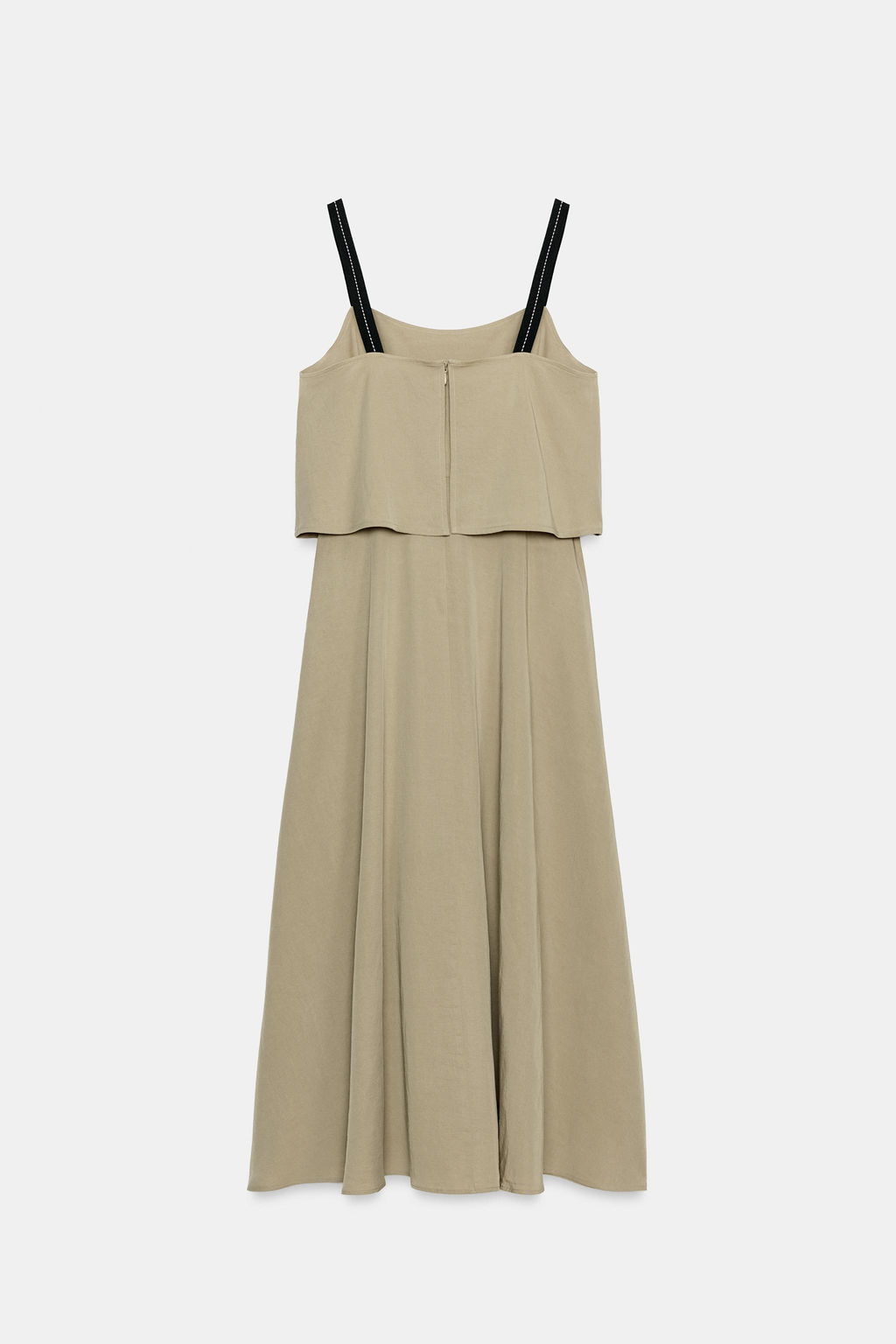 VESTIDO MIDI DOBLE CAPA TIRANTES / Marr?n / Topo