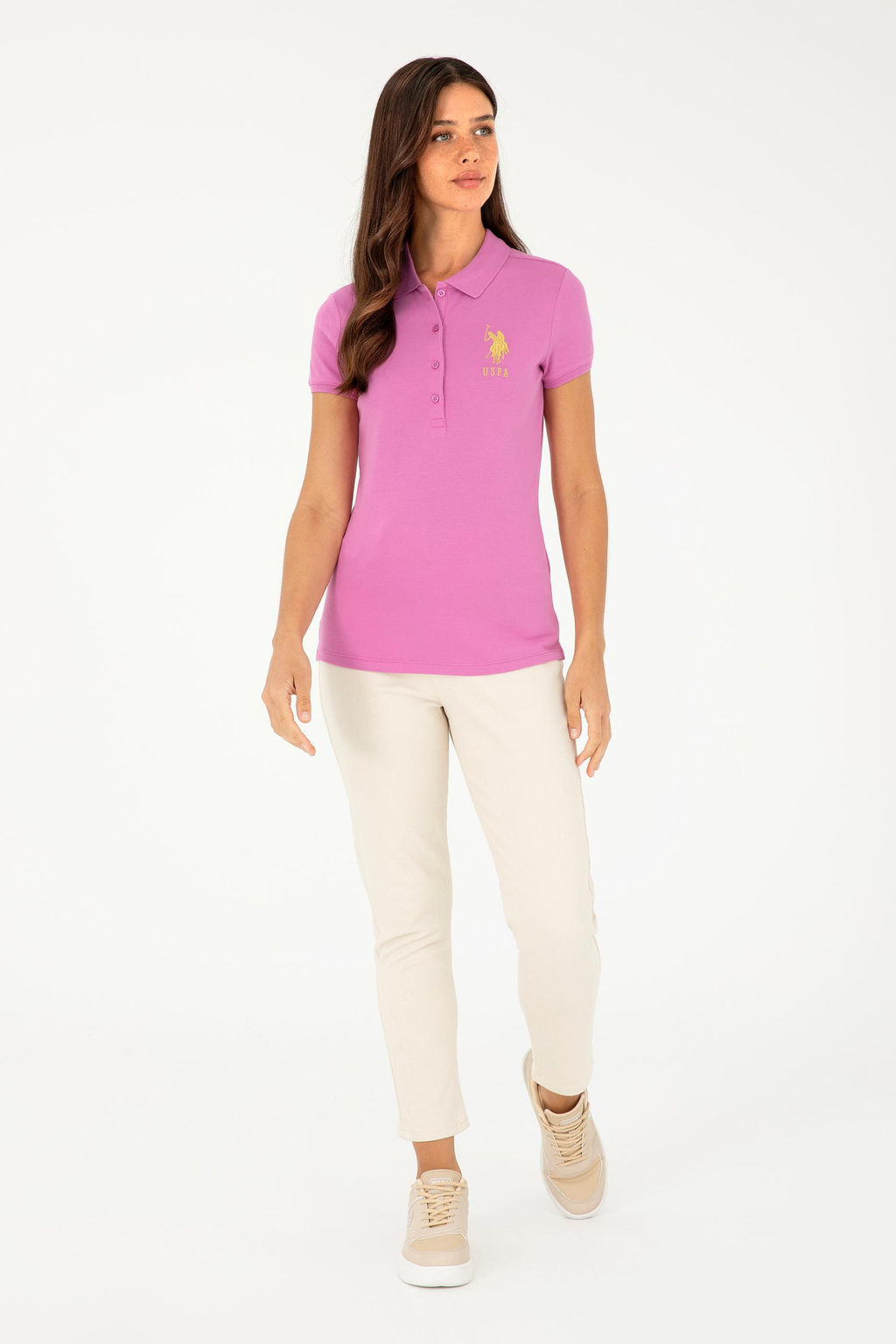 Женская фиолетовая базовая футболка Неожиданная скидка в корзине - U.s. polo assn фото 4