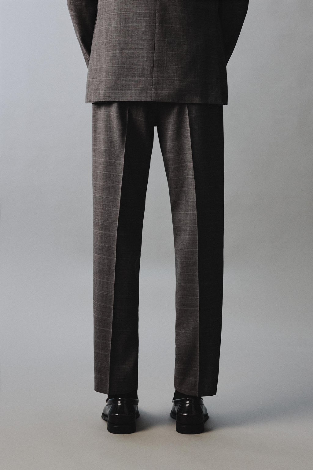 PANTAL?N TRAJE CUADROS 100% LANA / Marr?n - Zara фото 3