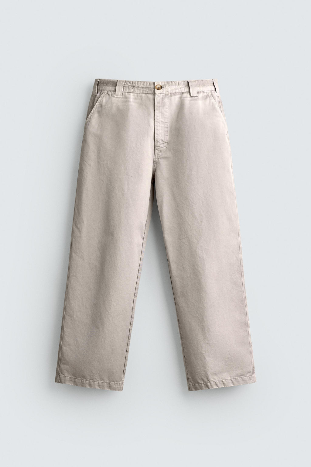 PANTAL?N CHINO STRAIGHT FIT LAVADO EFECTO VINTAGE / Beige claro