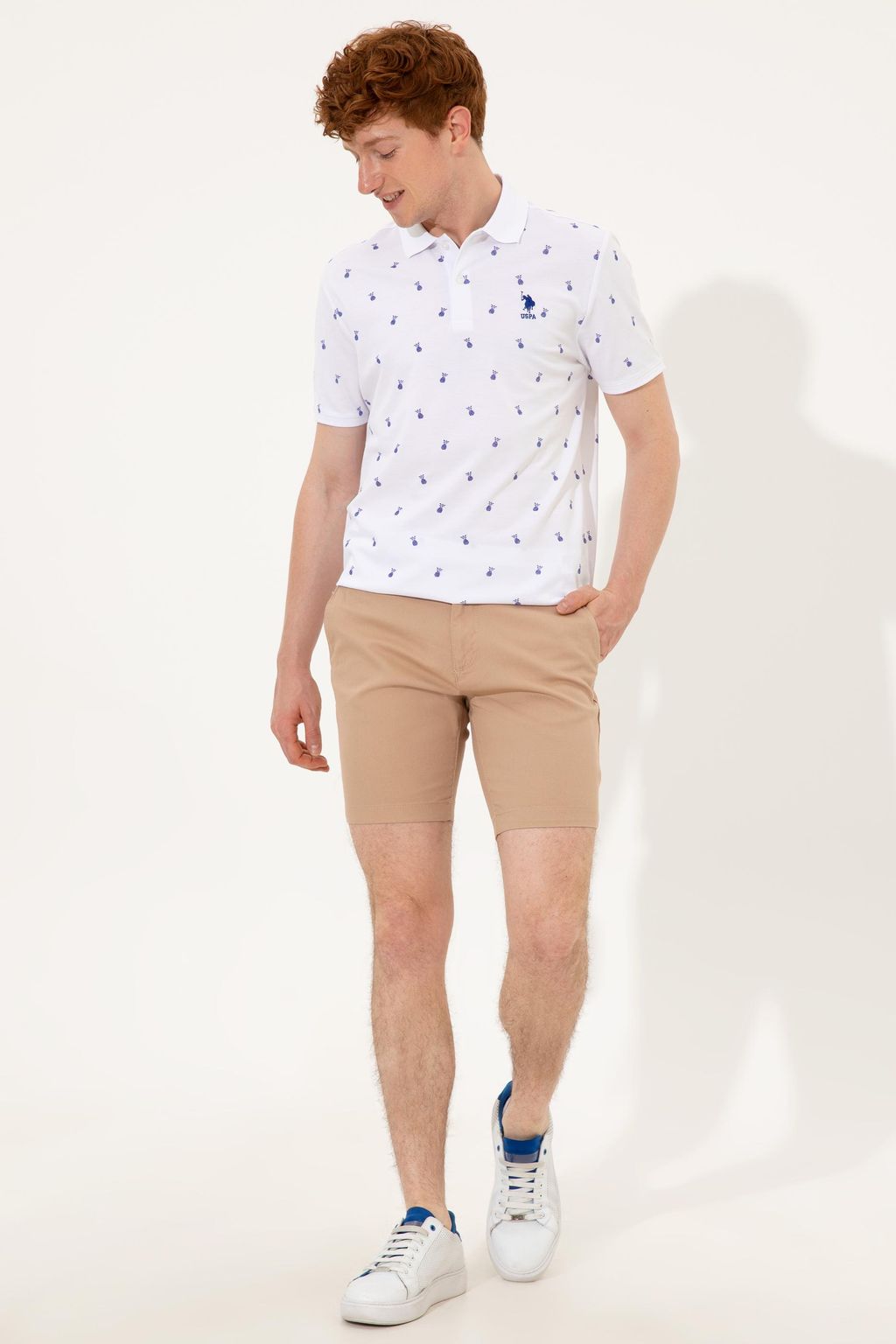 U. S. Polo Assn Мужская белая футболка с воротником-поло - U.s. polo assn фото 4