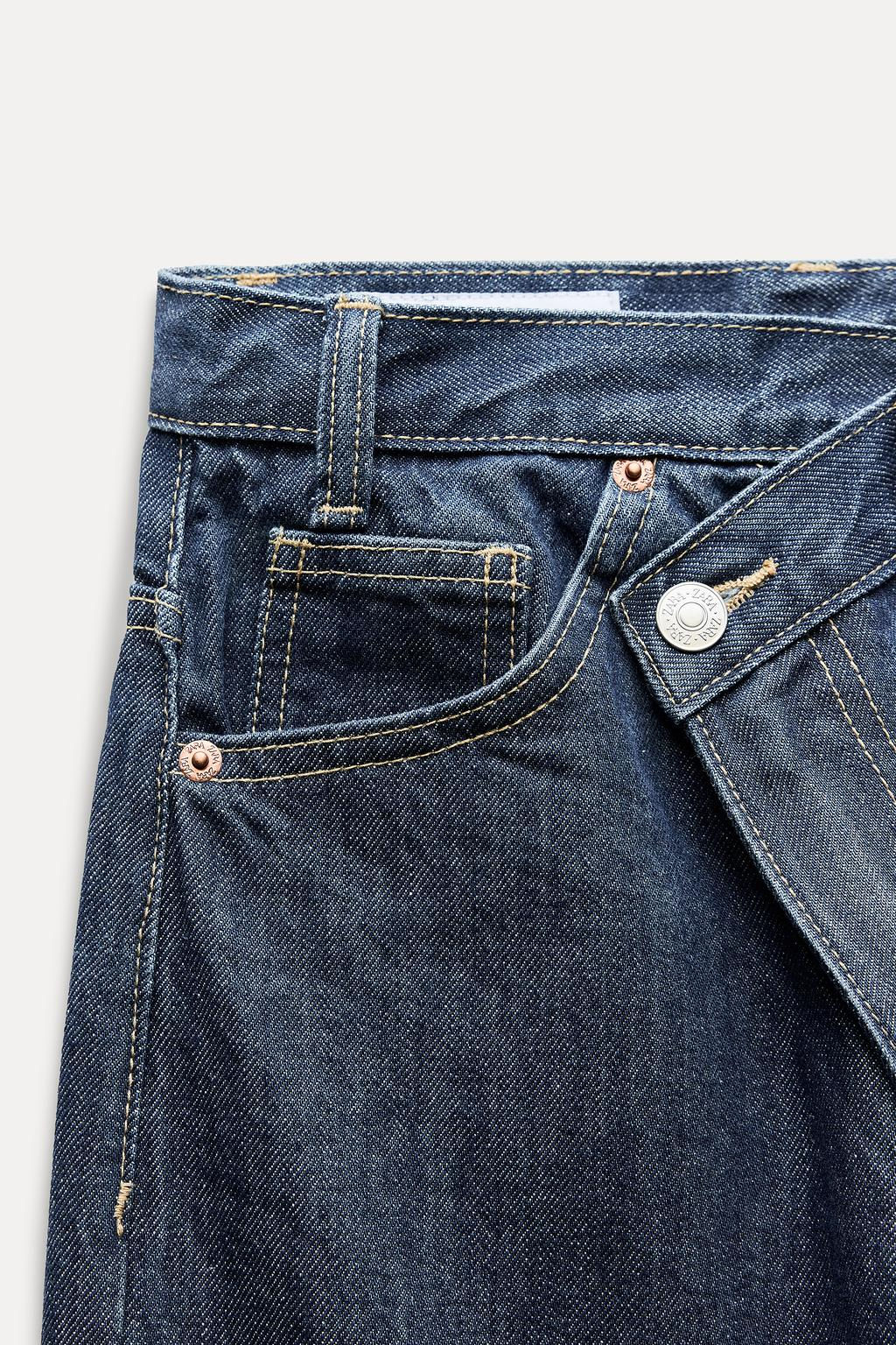 HIGH-WAIST TRF WIDE-LEG JEANS WITH CROSSOVER WAISTBAND - Zara фото 9