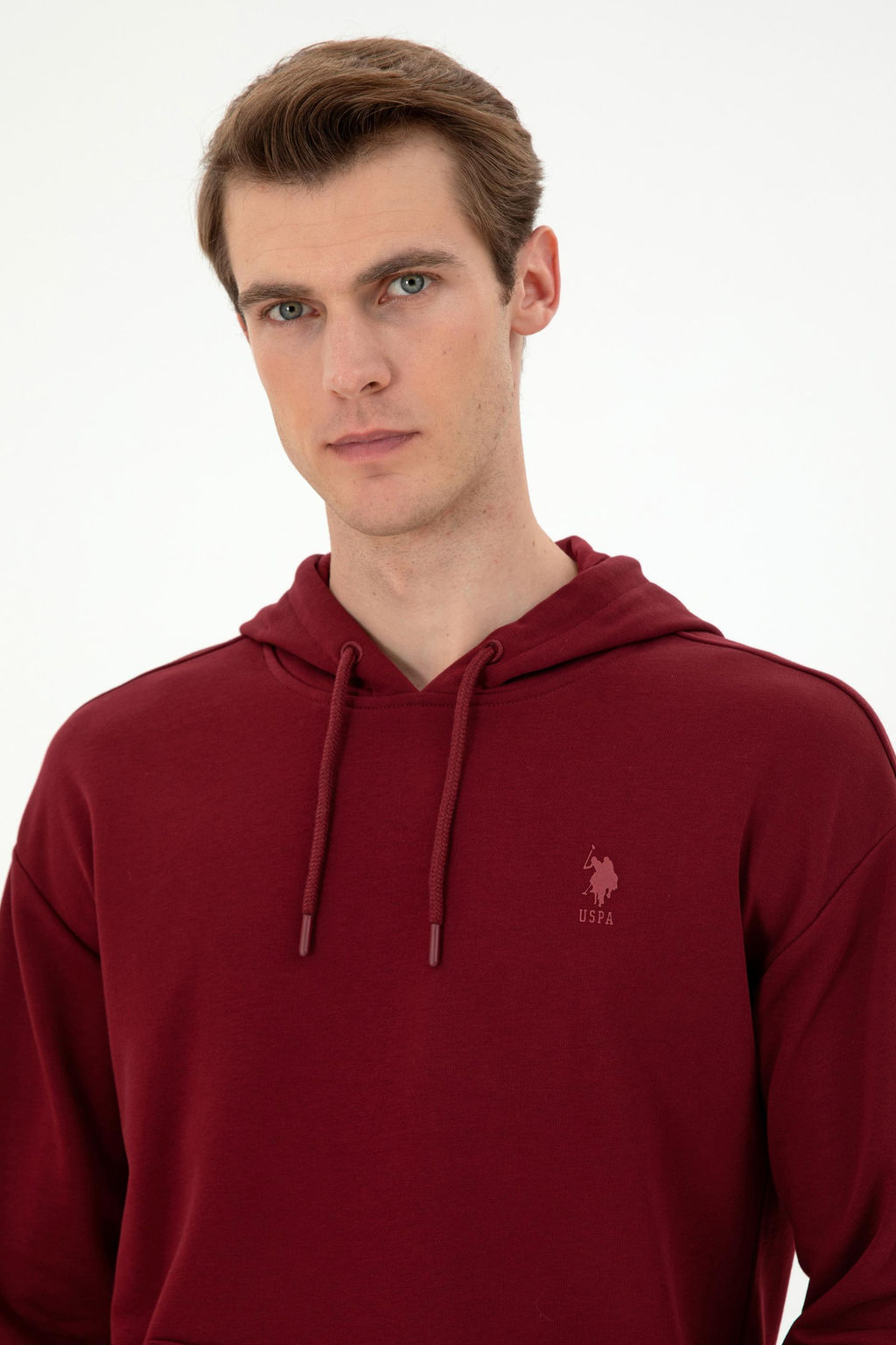 Мужской бордово-красный базовый свитшот - U.s. polo assn фото 2