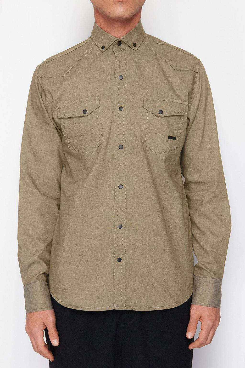 Haki Regular Fit C?tc?tl? Denim Kot Gomlek TMNSS24GO00081