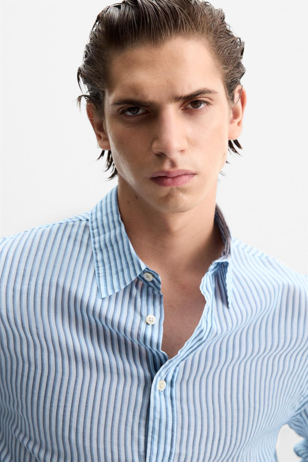 STRIPED COTTON - SILK SHIRT - Zara фото 5