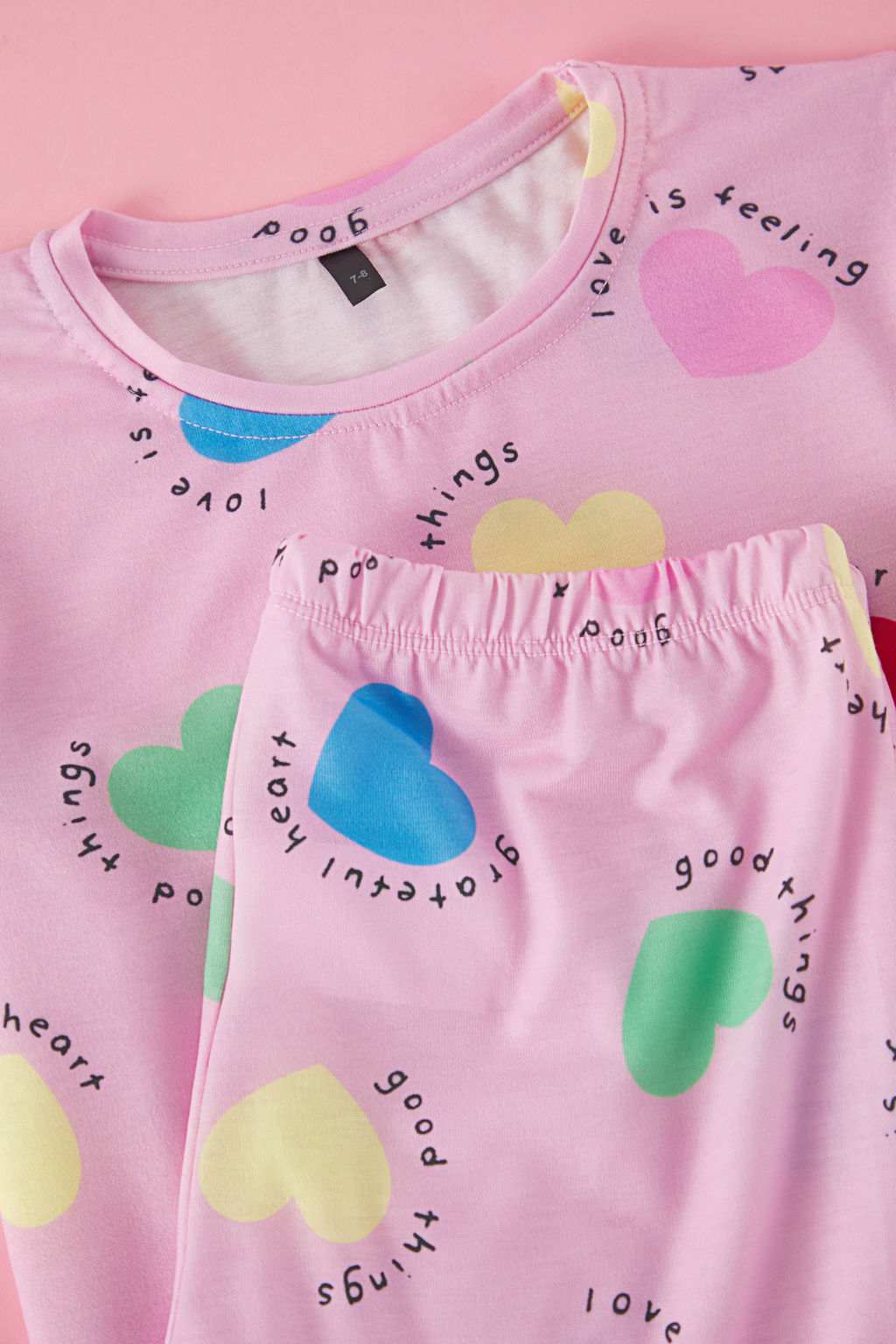 Ekru K?z Cocuk Kalp Desenli Bisiklet Yaka Alt Ust Orme Pijama Tak?m? TKDSS25PT00006 - Trendyolmilla фото 4