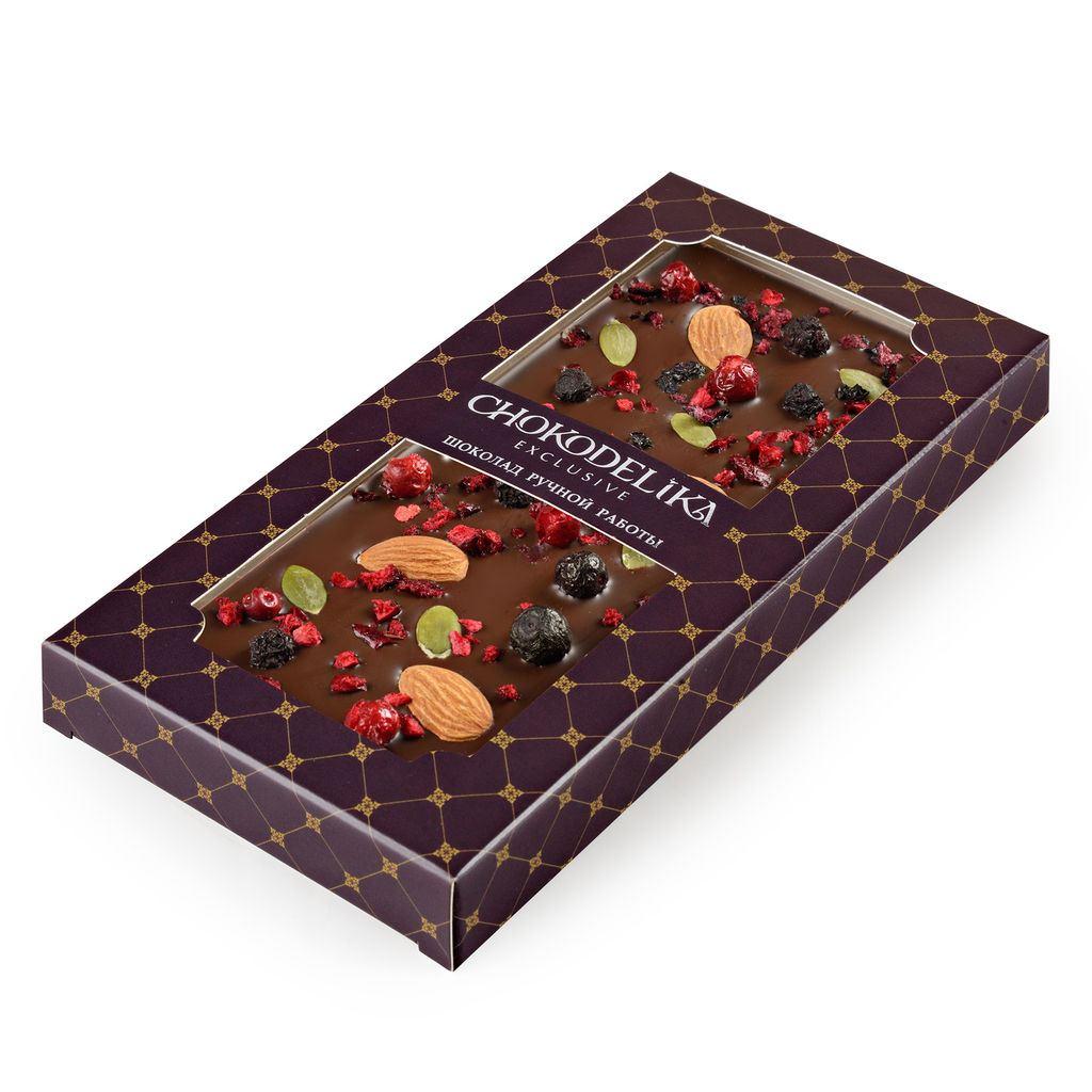 Шоколад горький SUGAR FREE миндаль,черника, вишня 80 гр - Chokodelika фото 2