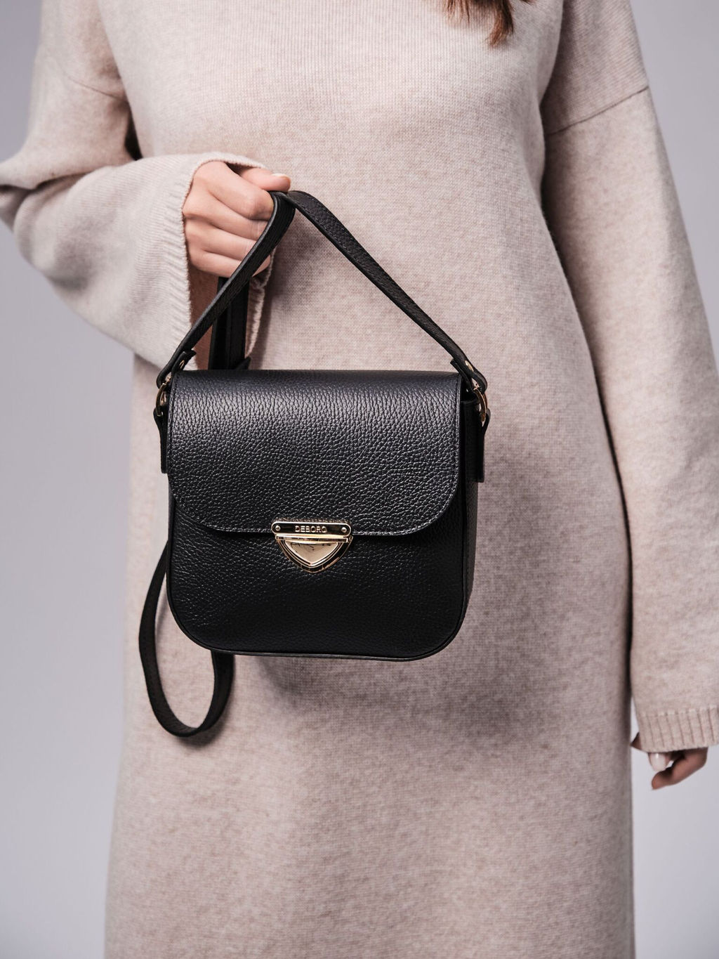 Сумка кожаная через плечо Deboro 3158 черный