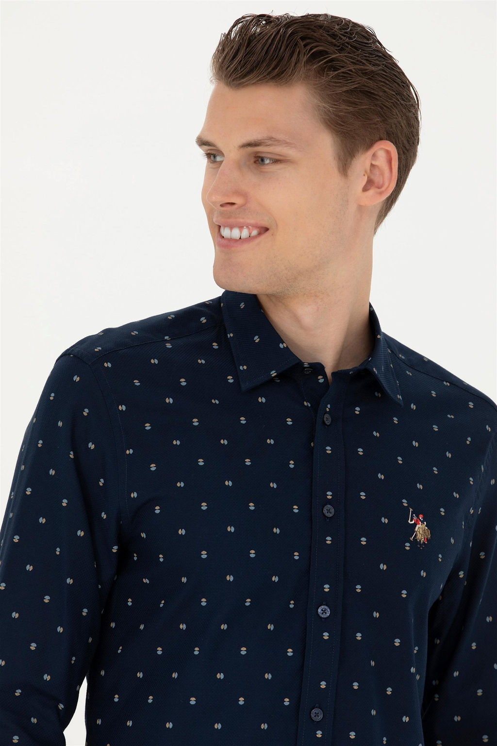 Мужская темно-синяя рубашка с длинным рукавом - U.s. polo assn фото 2