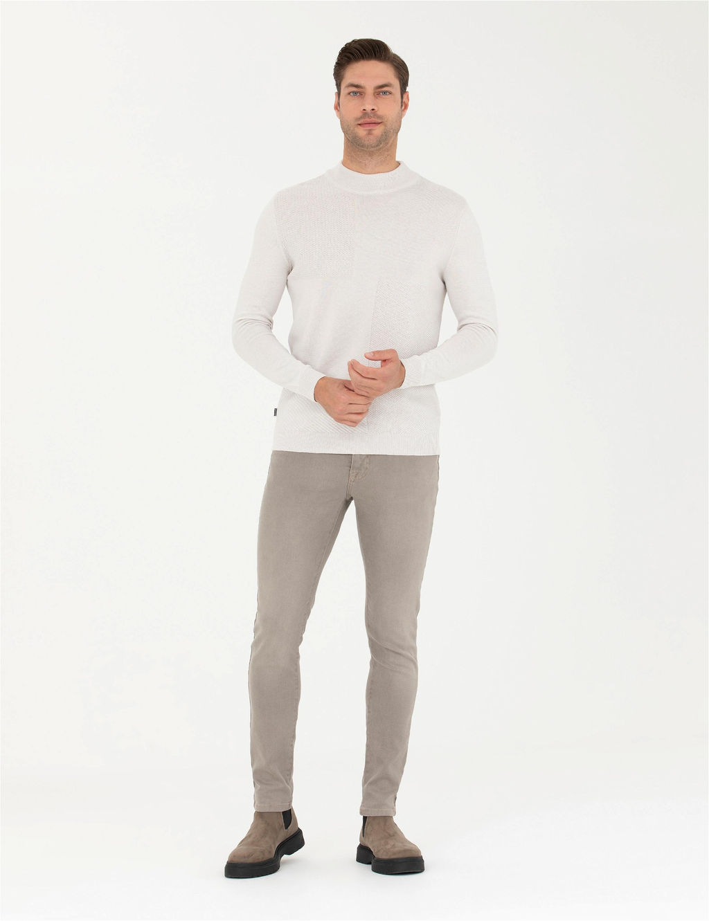 Ta_ Slim Fit Yar_m Bal_k__ Yaka Triko Kazak - Pierre cardin фото 4