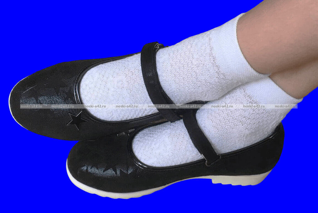 5 ПАР - ЮстаТекс носки детские 3с22 на ДЕВОЧЕК с лайкрой БЕЛЫЕ