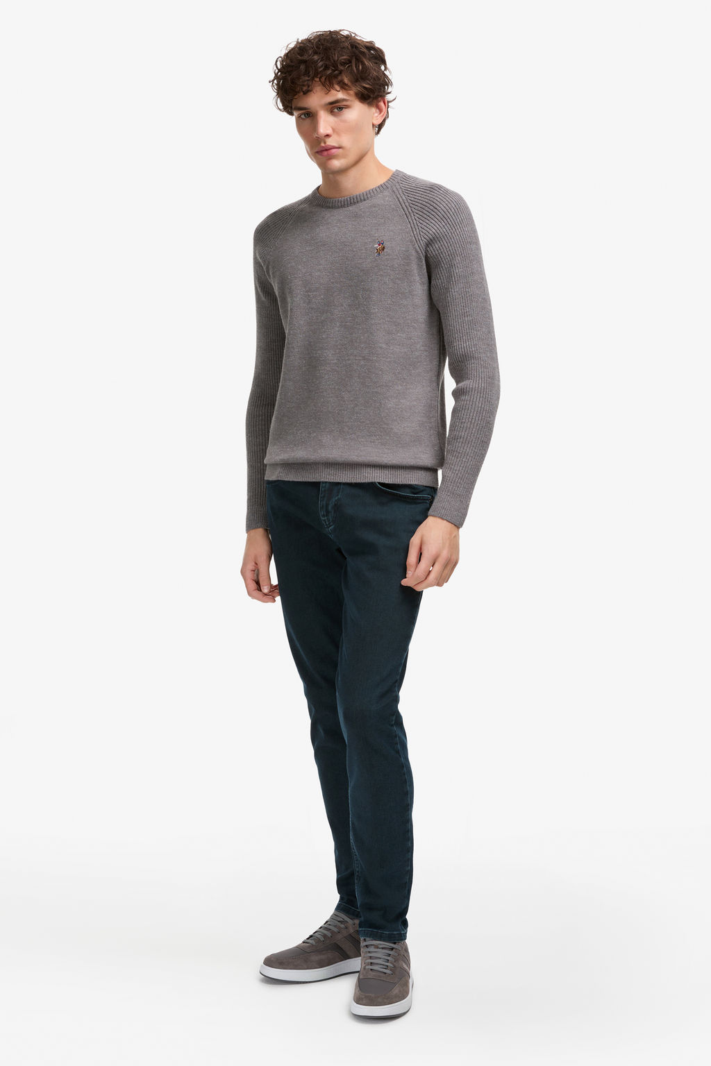 Erkek Regular Fit Bisiklet Yaka Gri Kazak - U.s. polo assn фото 4