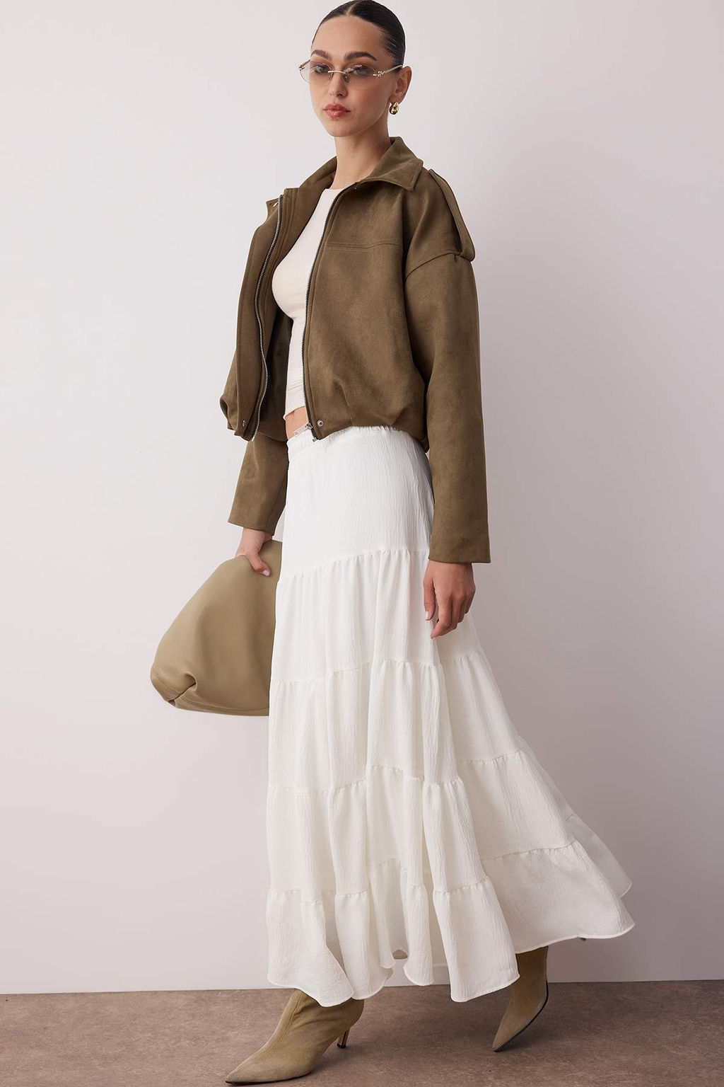 TRENDYOLMILLA Beyaz Pamuklu Dokulu Kumas Maxi Boy Dokuma Etek TWOSS25ET00029 фото 8