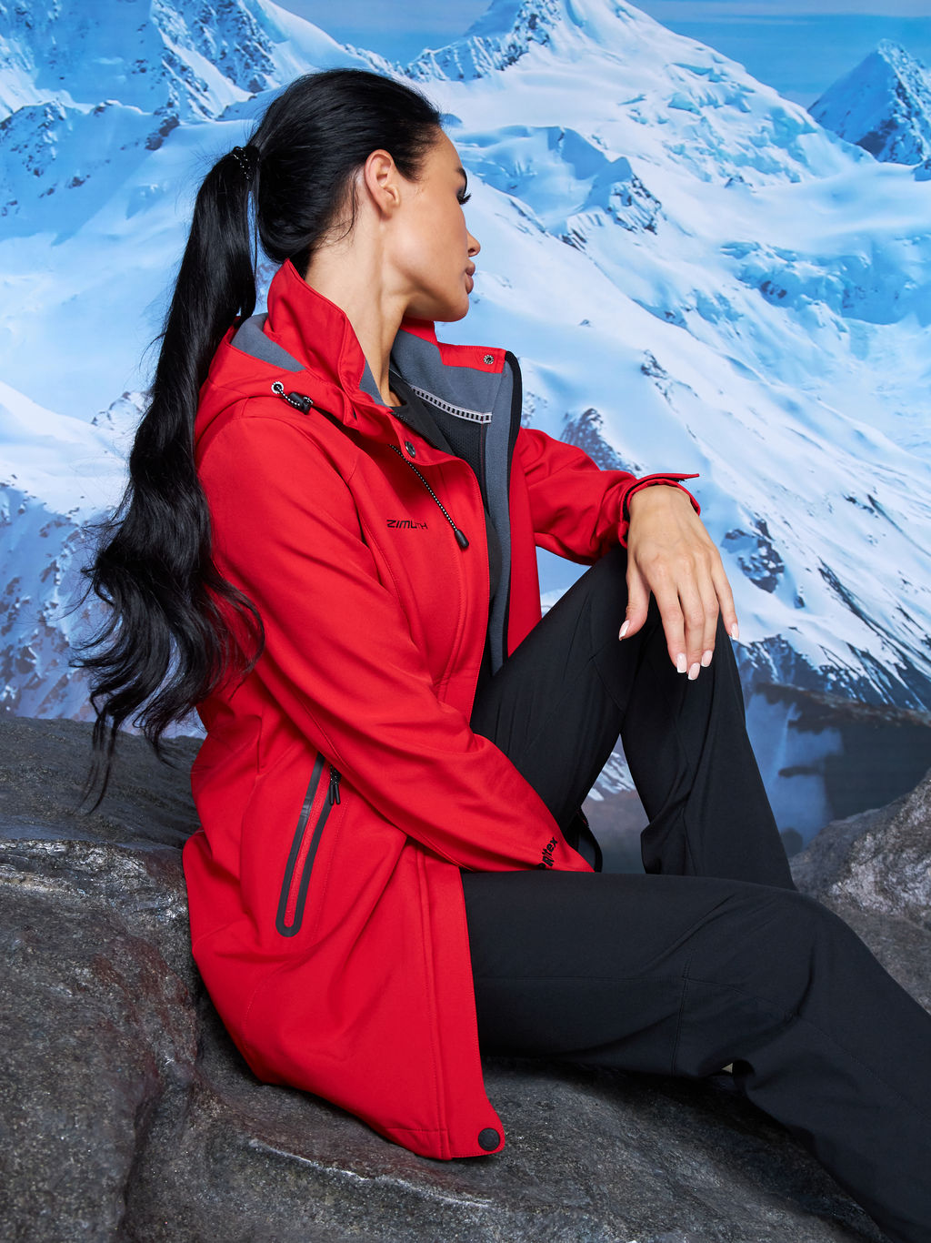 Женская парка виндстопер софтшелл на флисе Azimuth Стихия Неба 124/22956_703 Красный  фото 21