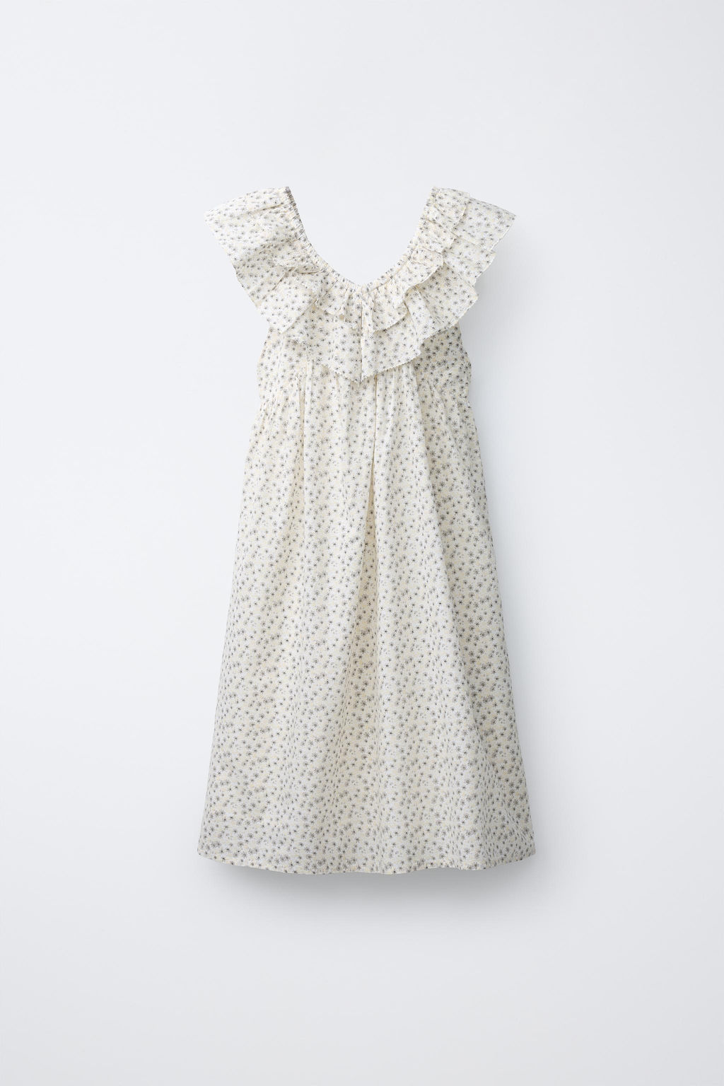 VESTIDO ESTAMPADO FLORES VOLANTES / Gris perla - Zara фото 3