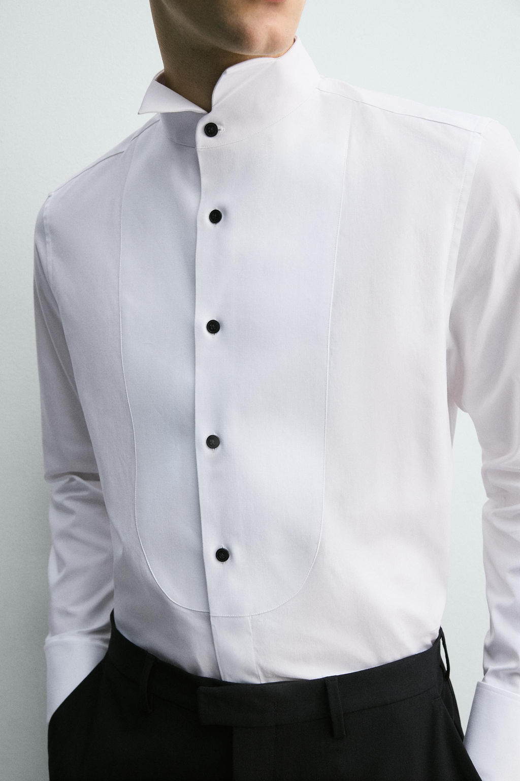 CAMISA SMOKING PU?O GEMELO / Blanco - Zara фото 6