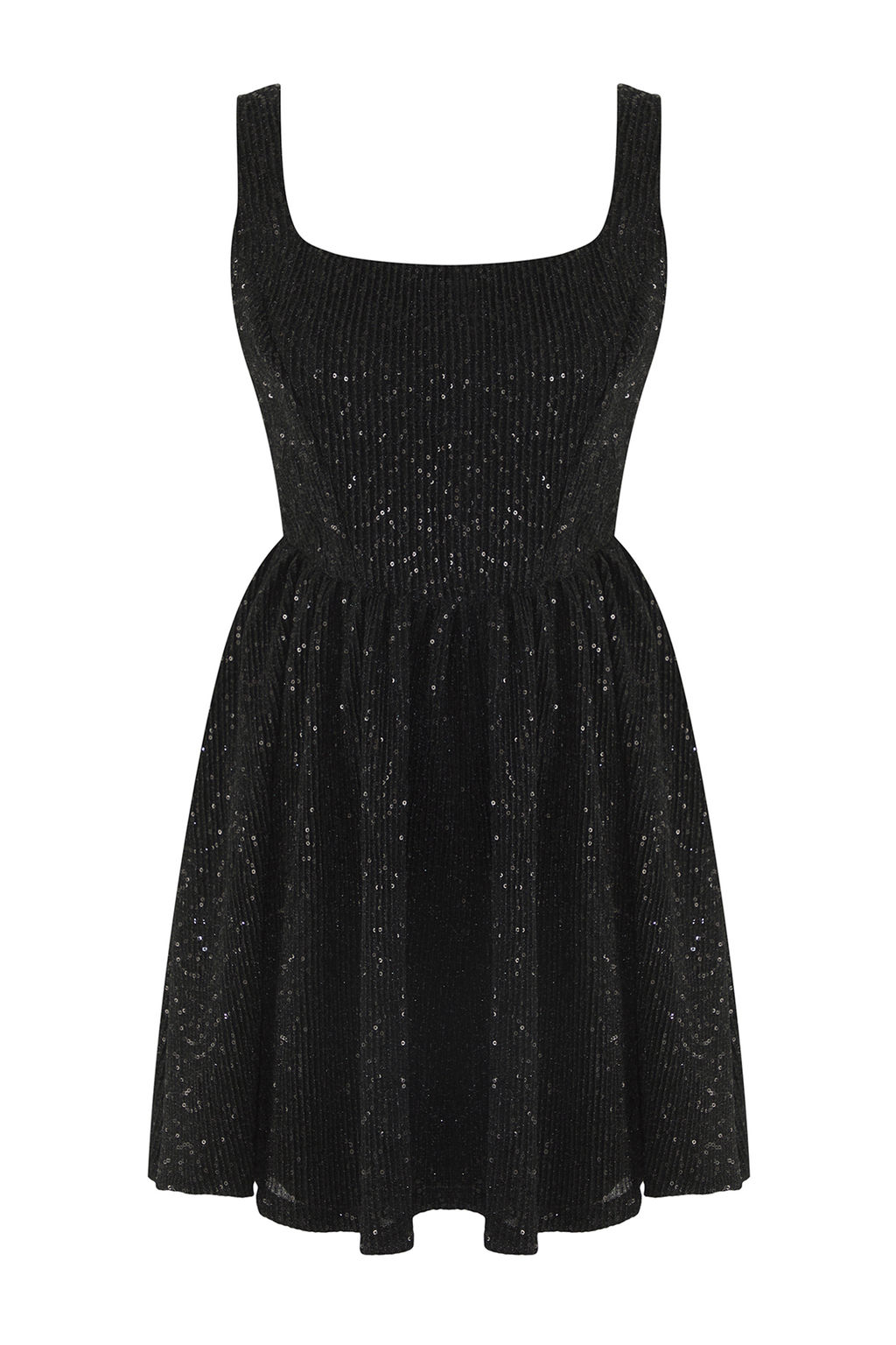 Siyah Etegi Belden Ac?lan Payet Mini Abiye Gece Mezuniyet Elbisesi TPRSS25EL00286