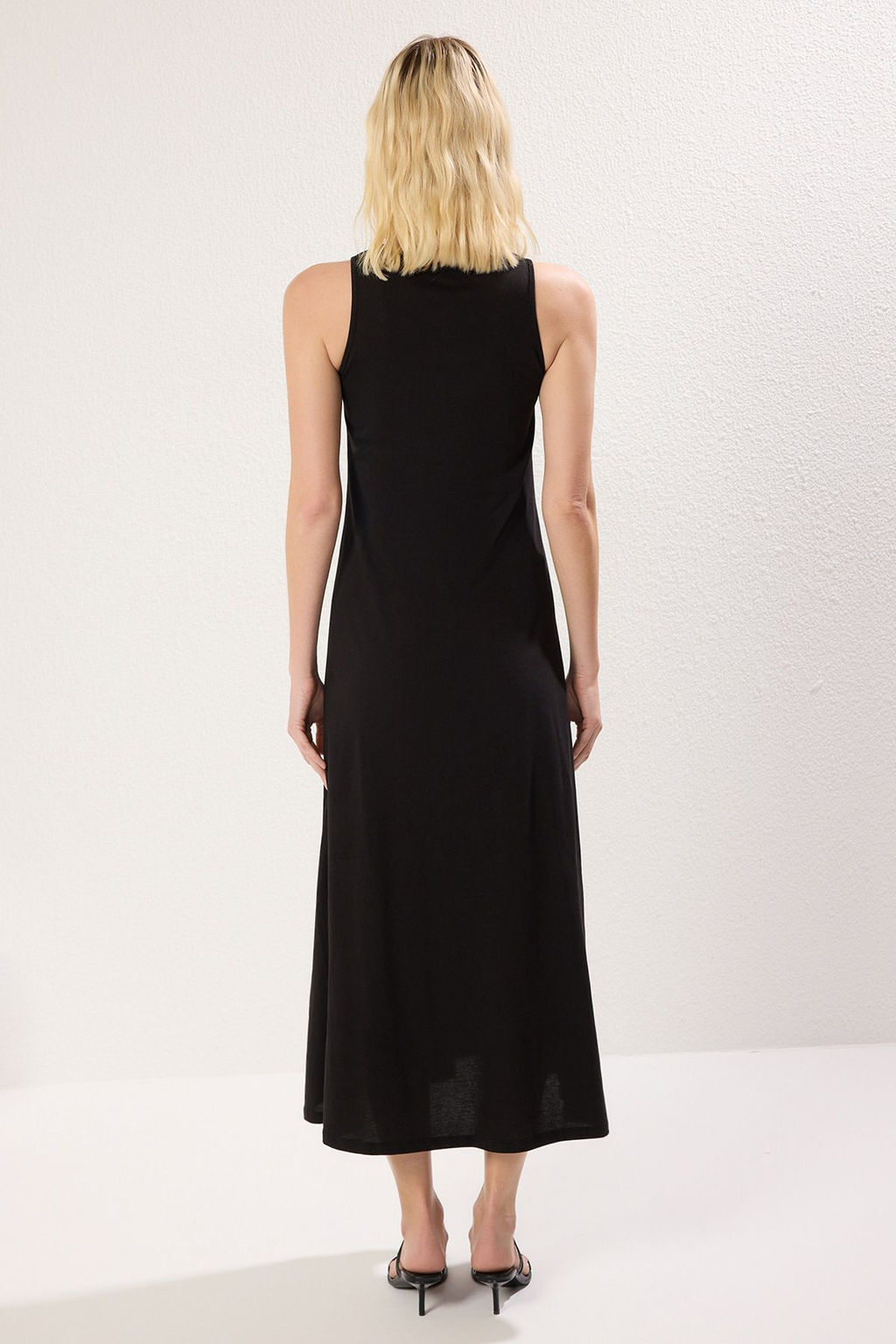 TRENDYOLMILLA Siyah Halter Yaka A Line/Can Kesim Maxi Orme Elbise TWOSS25EL00226 фото 11