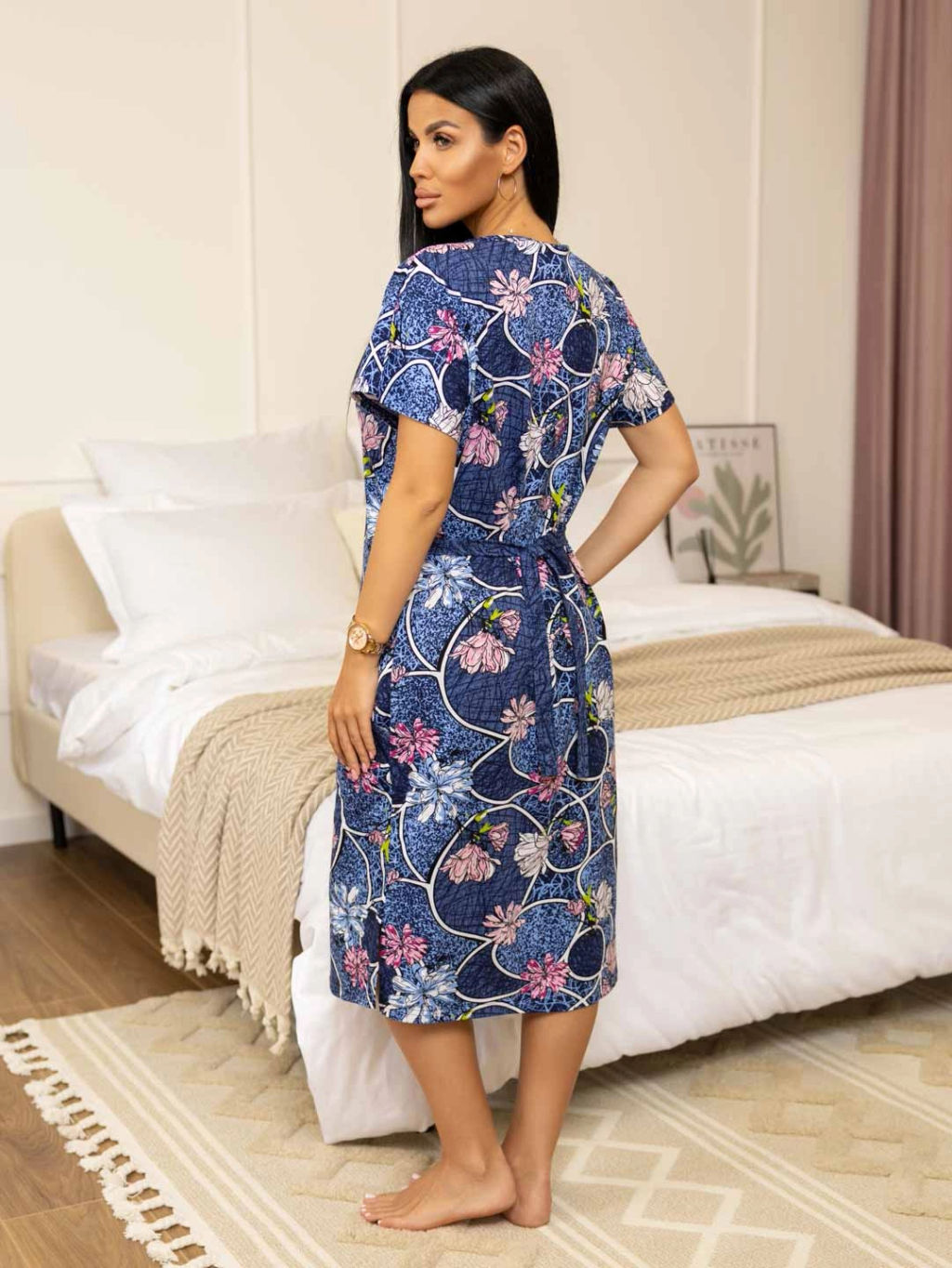 Халат женский, цвет синий