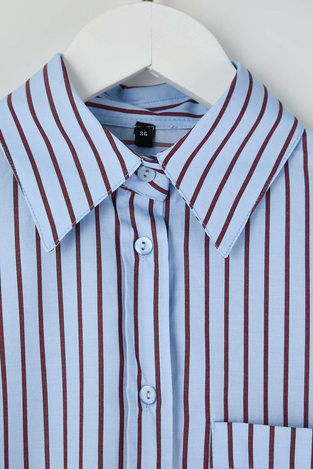 Mavi-Bordo Cizgili Oversize Gomlek - Trendyolmilla фото 2