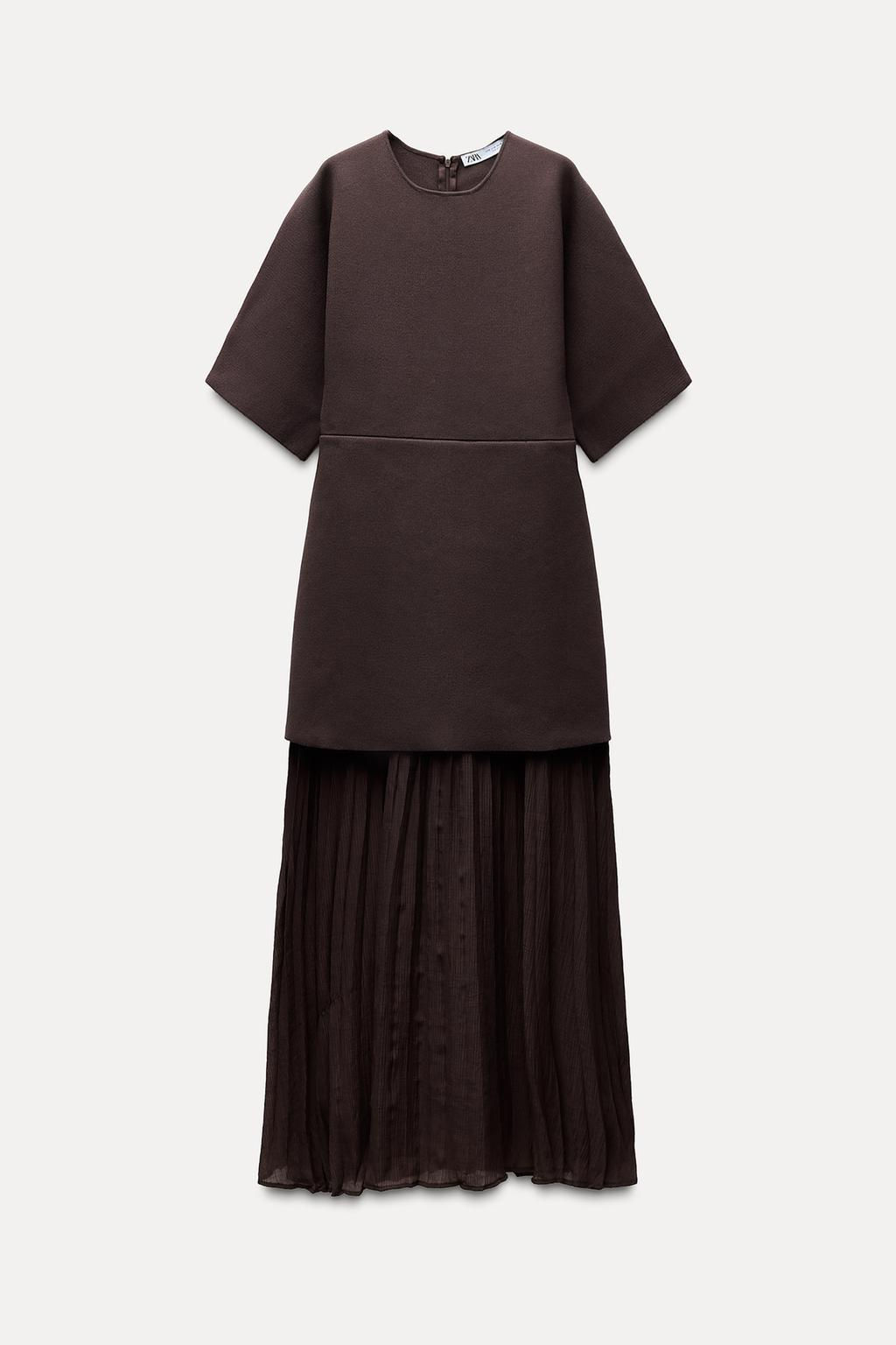 PLEATED KNIT DRESS WITH CONTRAST DETAIL - Zara фото 4