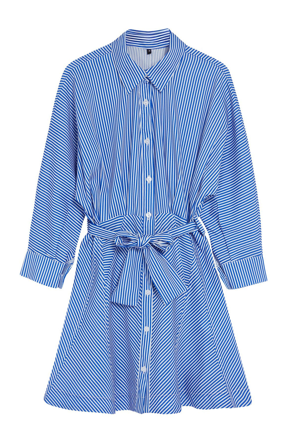 TRENDYOLMILLA Mavi Kusakl? Cizgili Mini Dokuma Gomlek Elbise TWOAW25EL00154  фото 10
