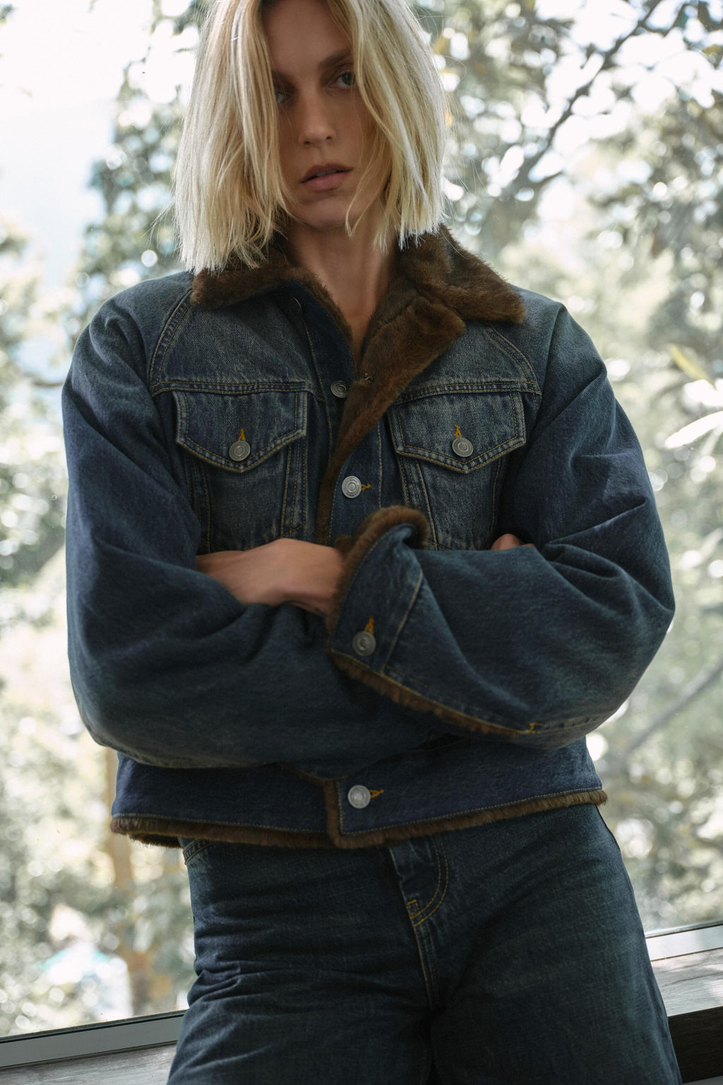 DENIM JACKET WITH FAUX FUR ZW COLLECTION