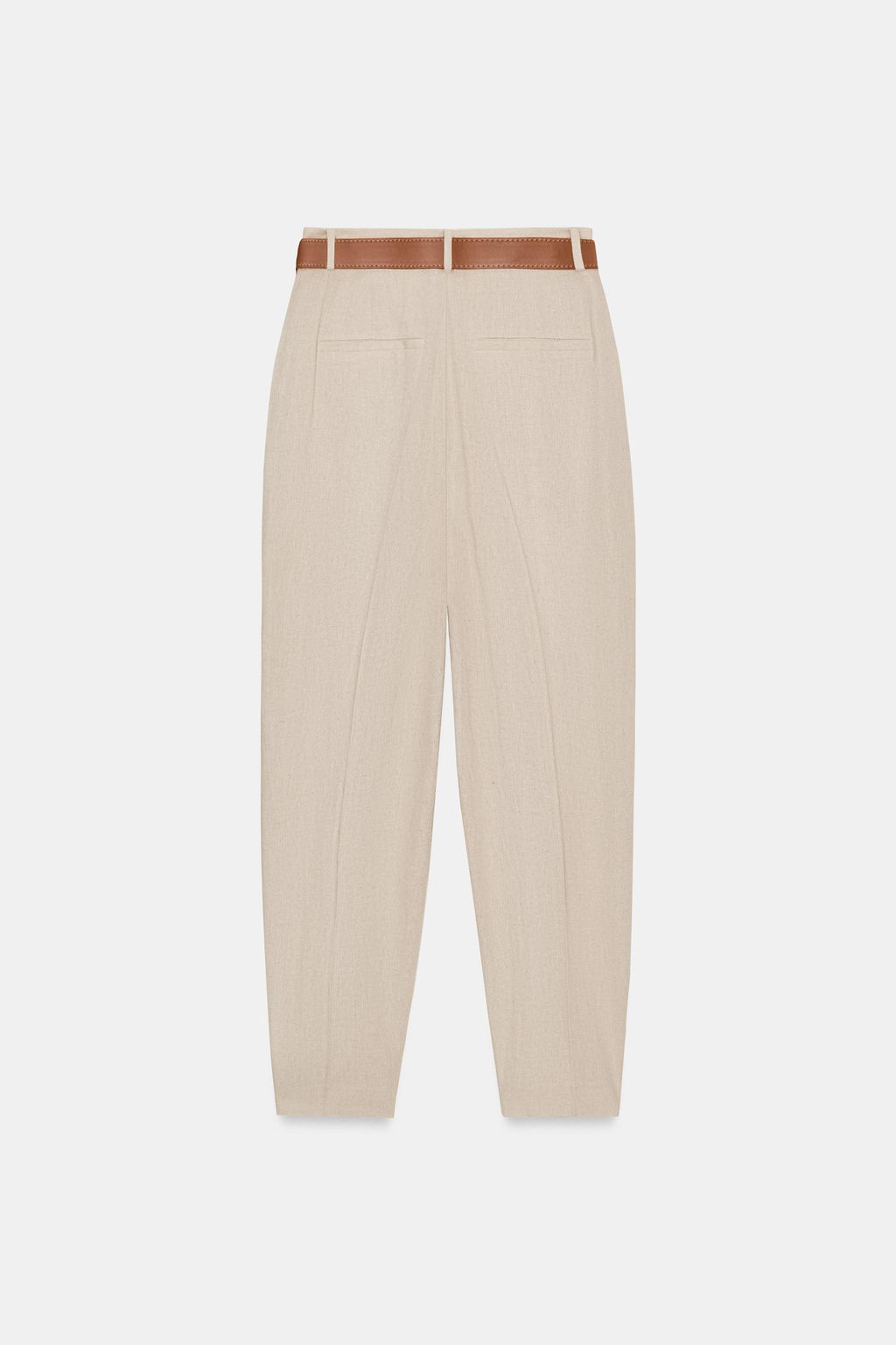 PANTAL?N CON LINO PINZAS CINTUR?N / Beige claro - Zara фото 2